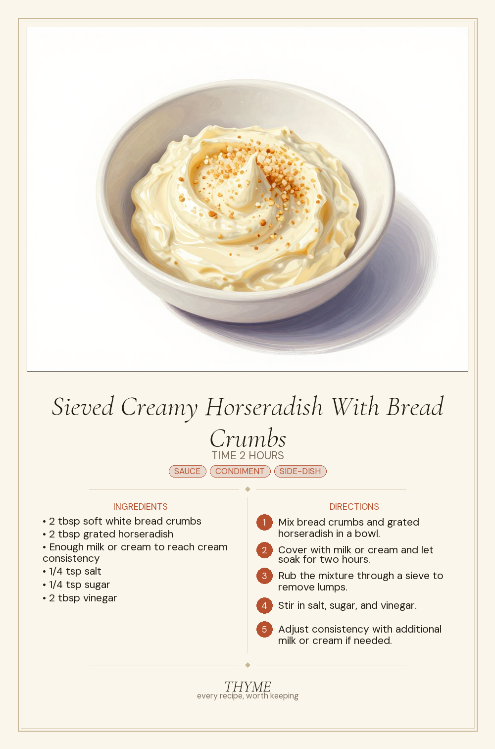 Sieved Creamy Horseradish With Bread Crumbs
