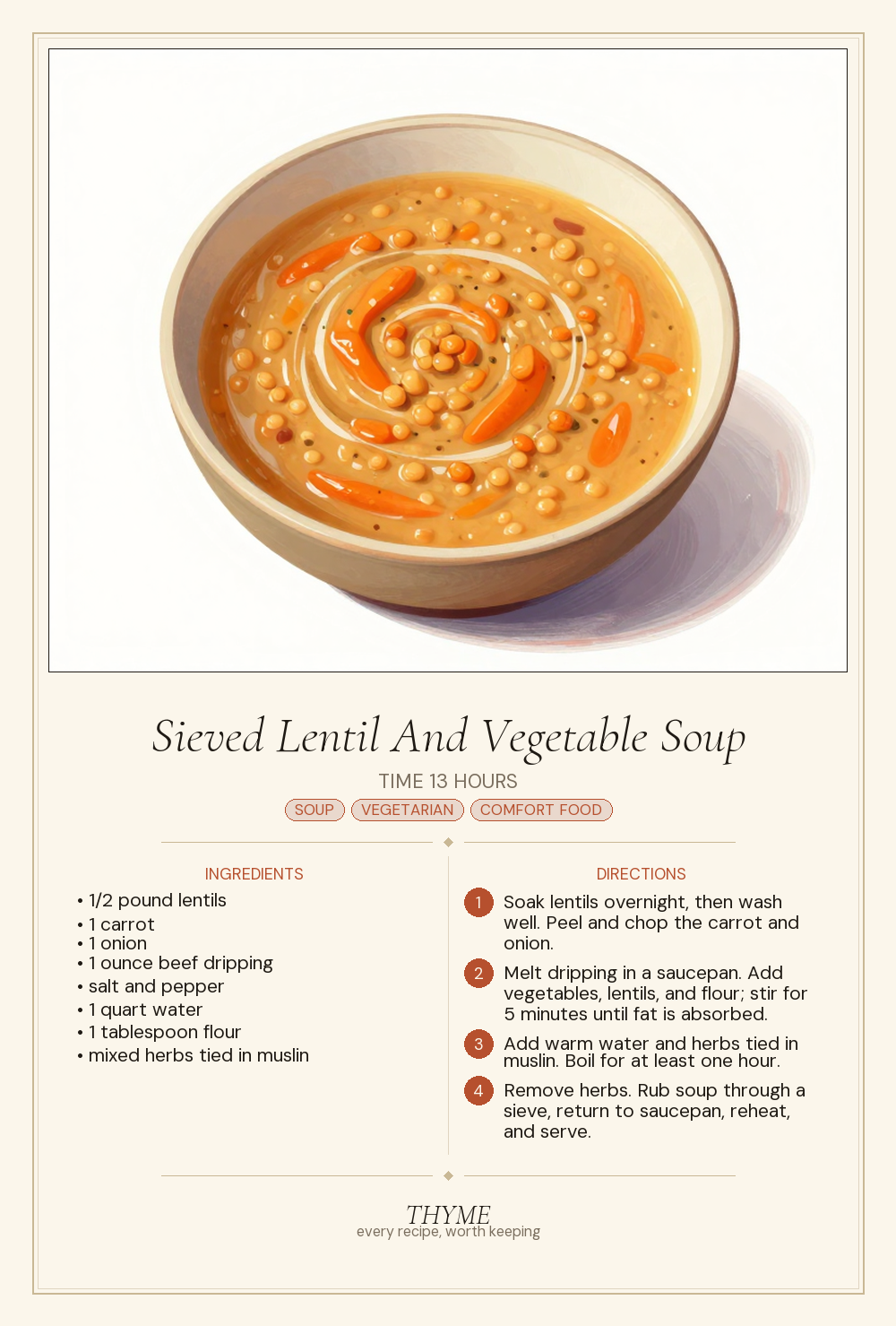 Sieved Lentil And Vegetable Soup