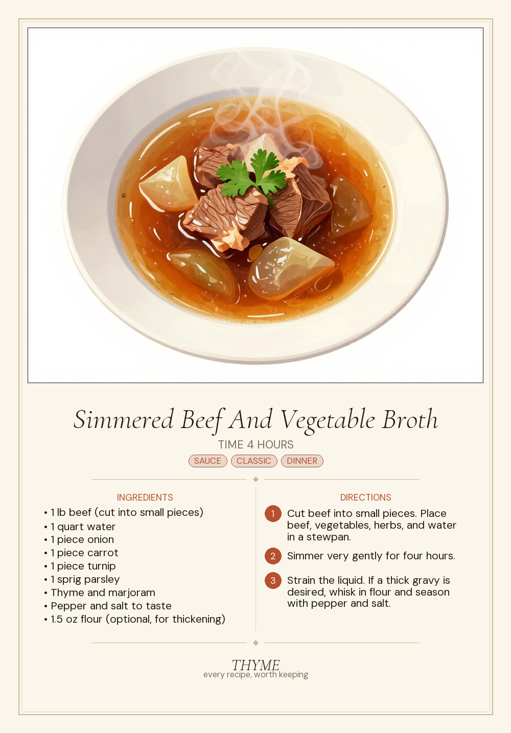 Simmered Beef And Vegetable Broth