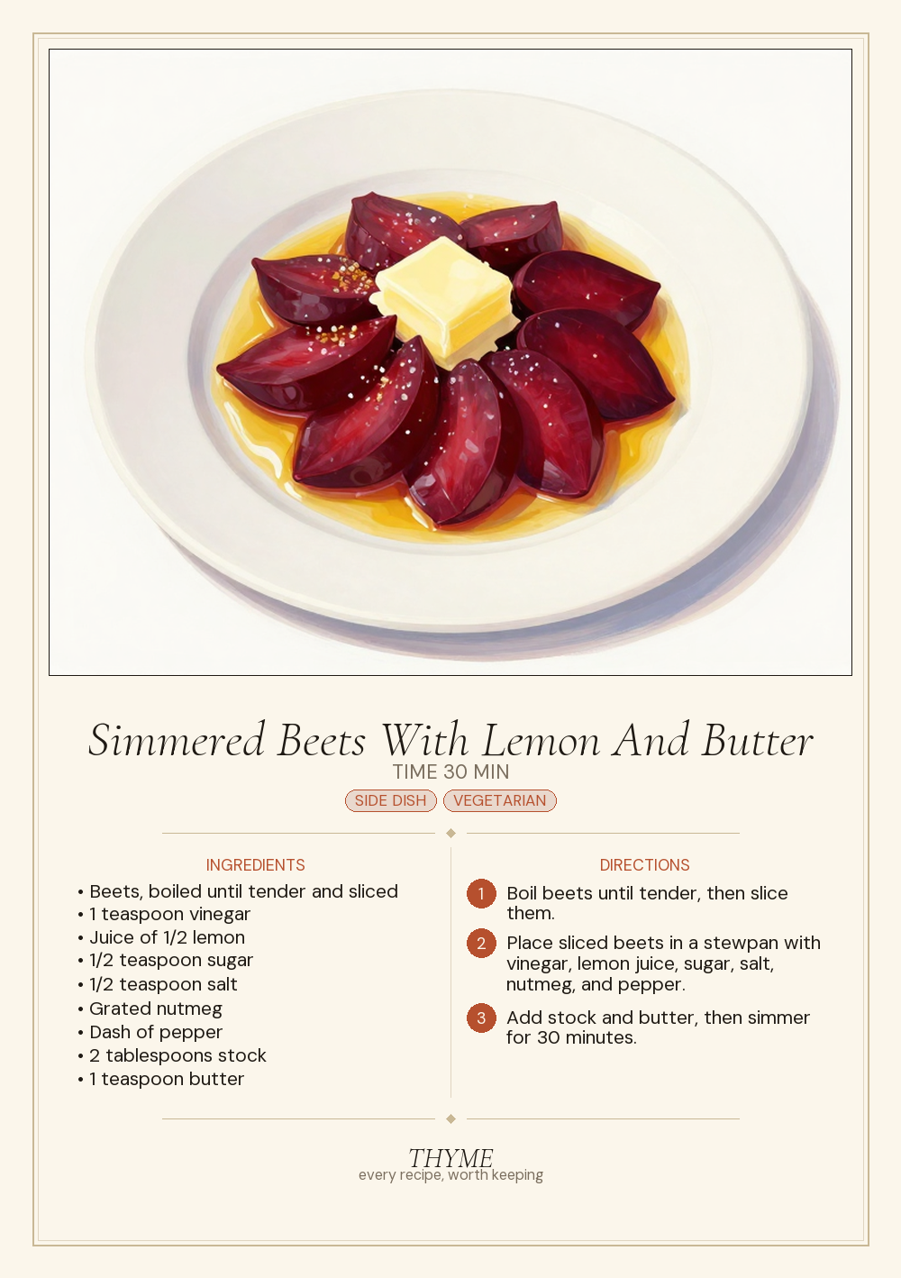 Simmered Beets With Lemon And Butter