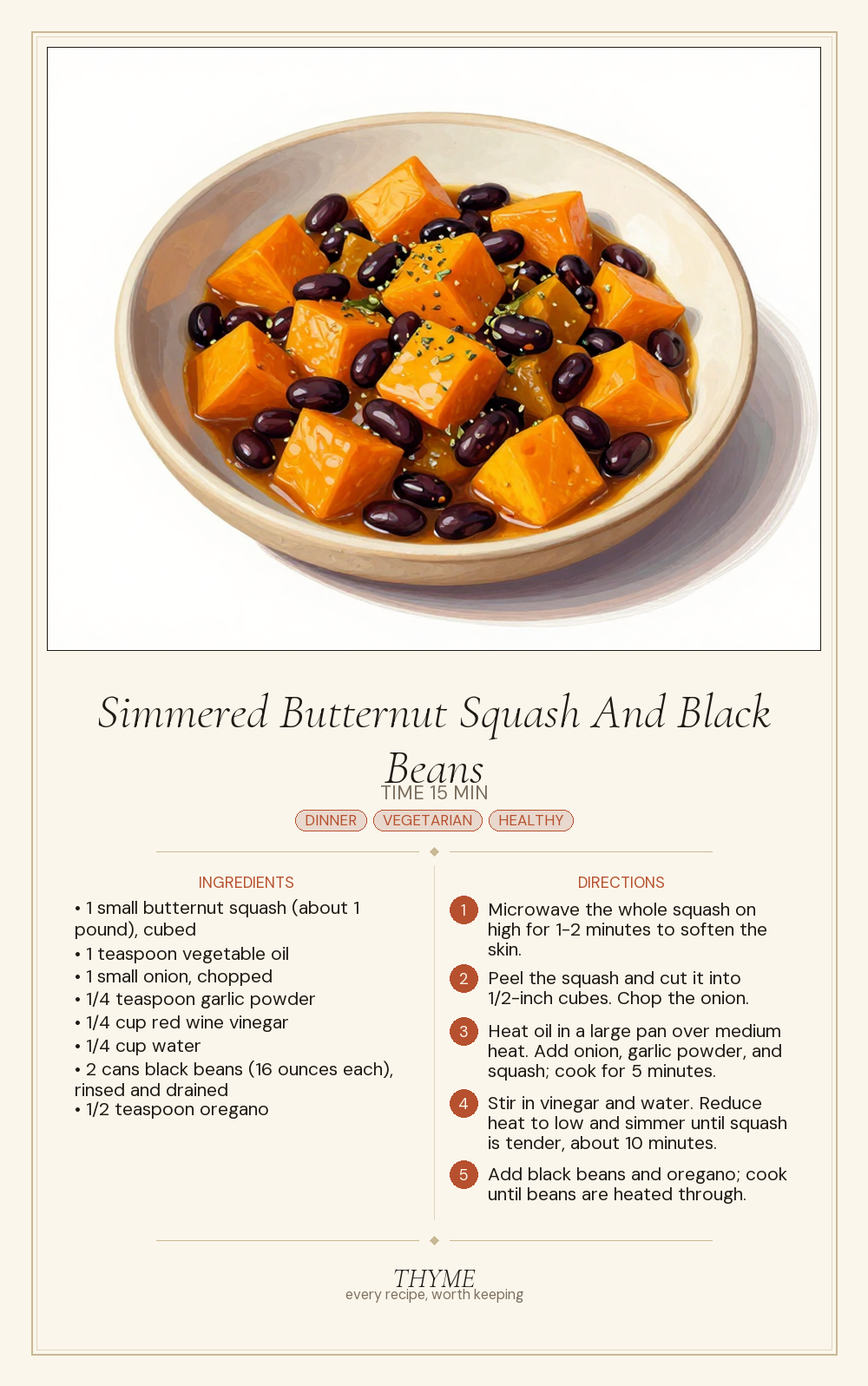 Simmered Butternut Squash And Black Beans