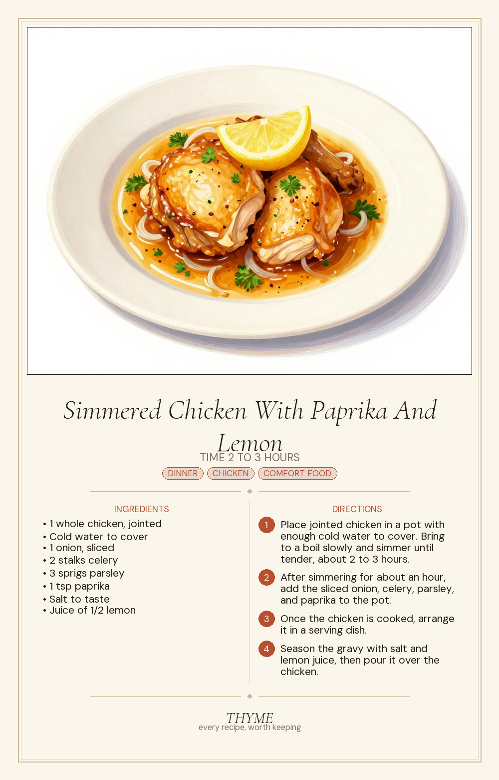 Simmered Chicken With Paprika And Lemon
