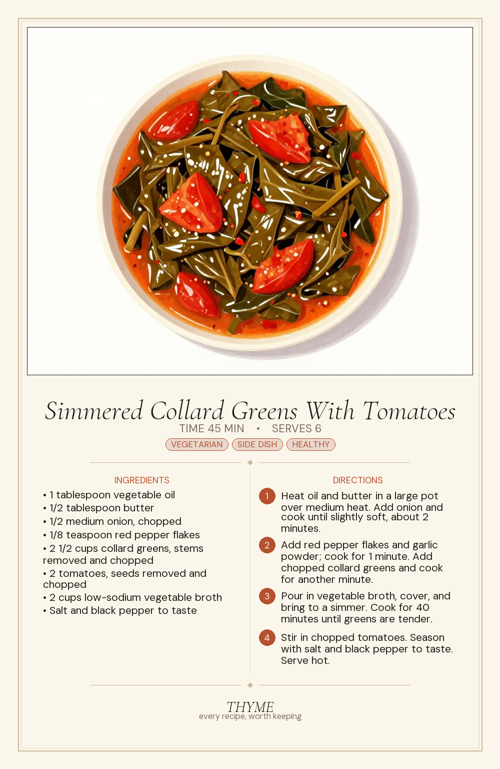 Simmered Collard Greens With Tomatoes