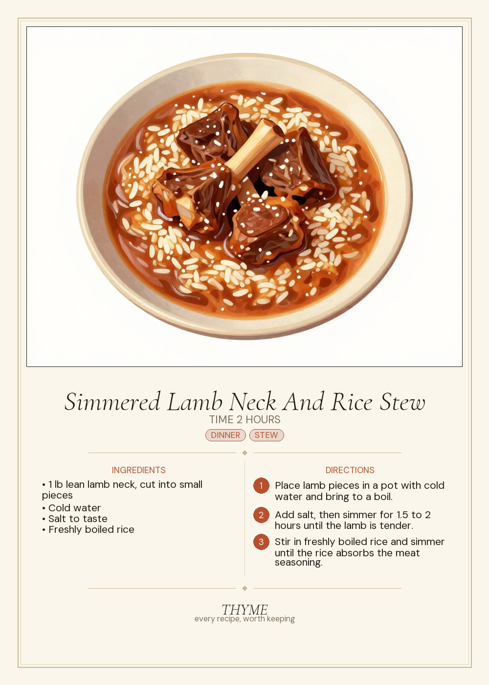 Simmered Lamb Neck And Rice Stew