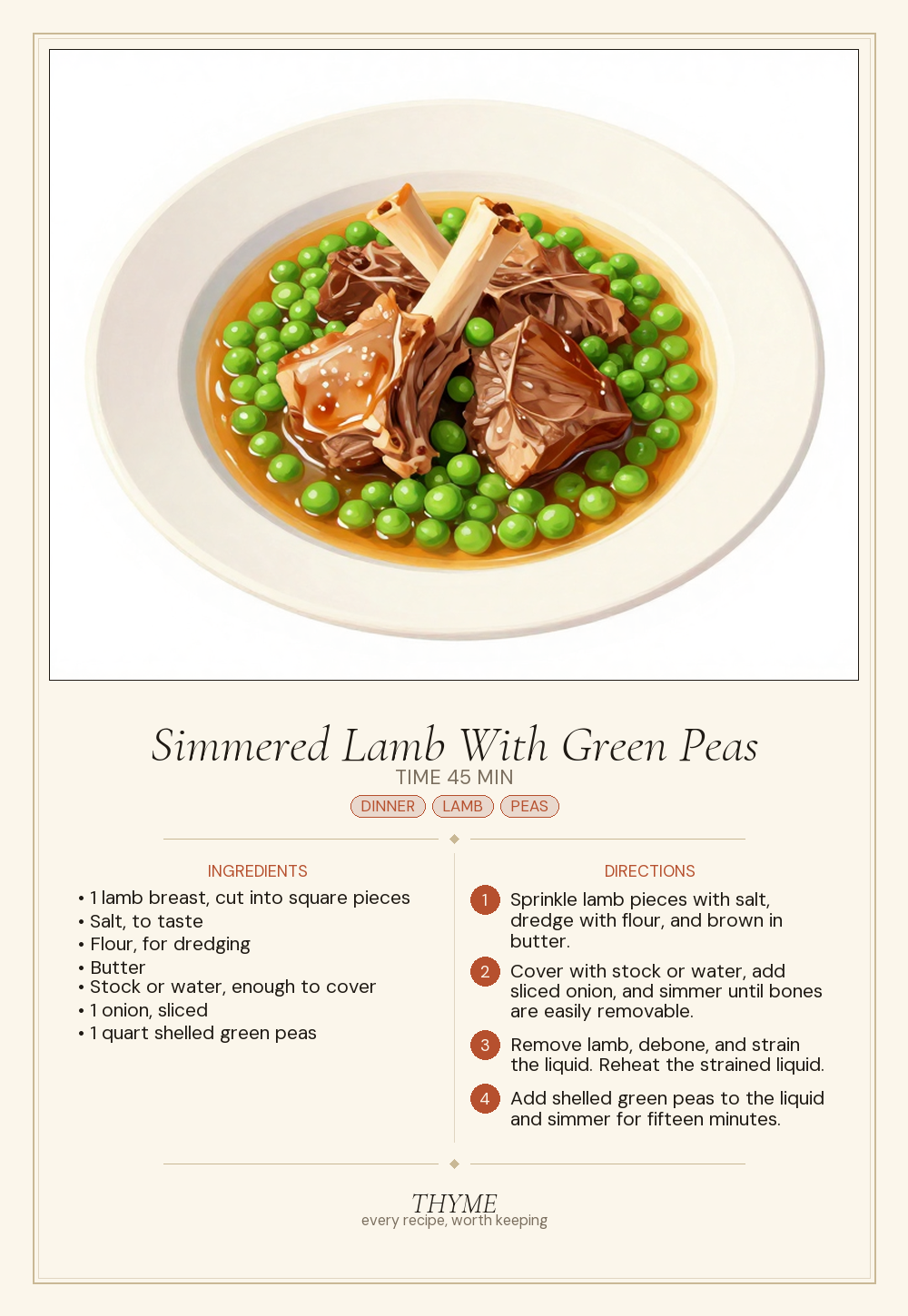 Simmered Lamb With Green Peas