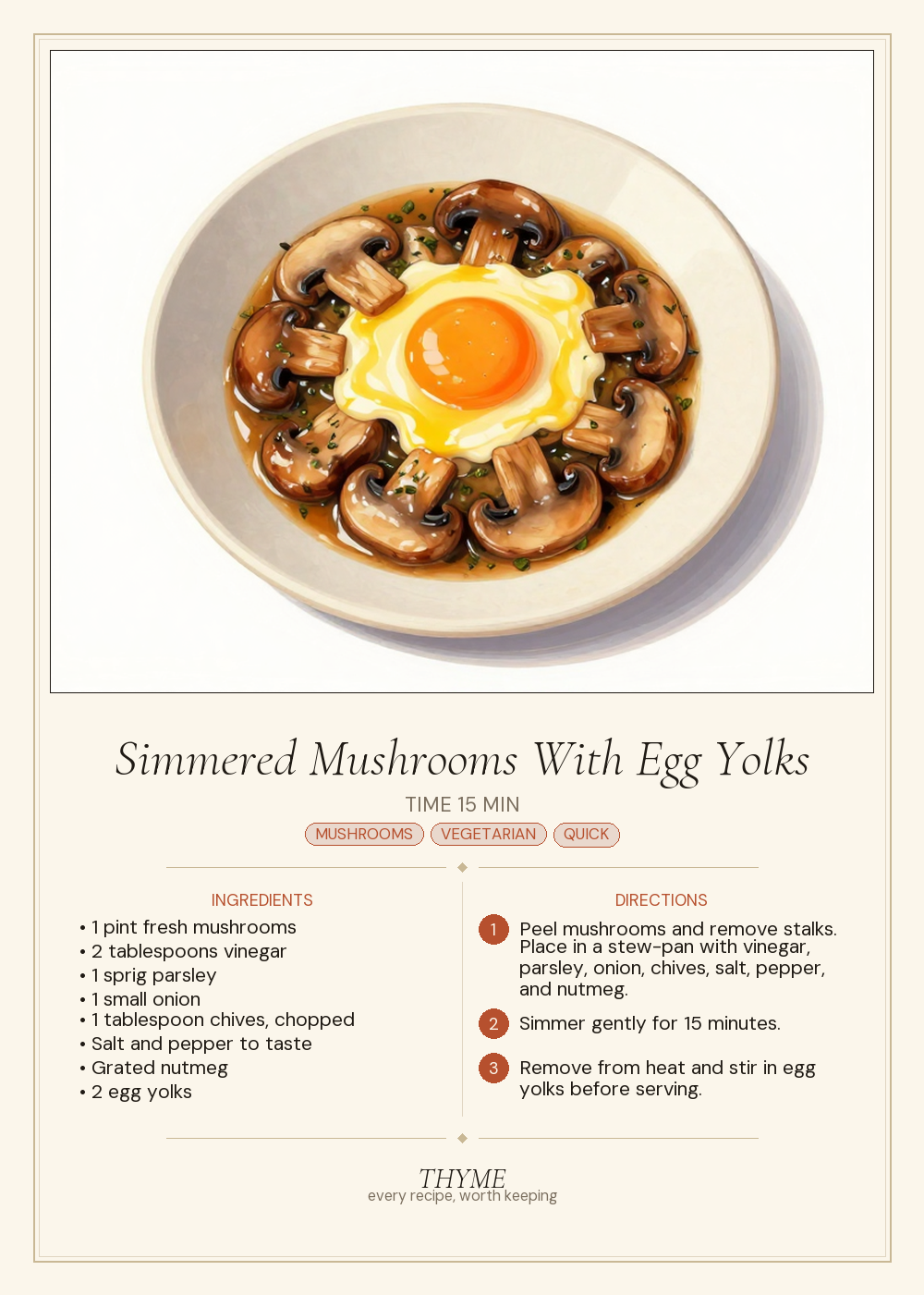 Simmered Mushrooms With Egg Yolks