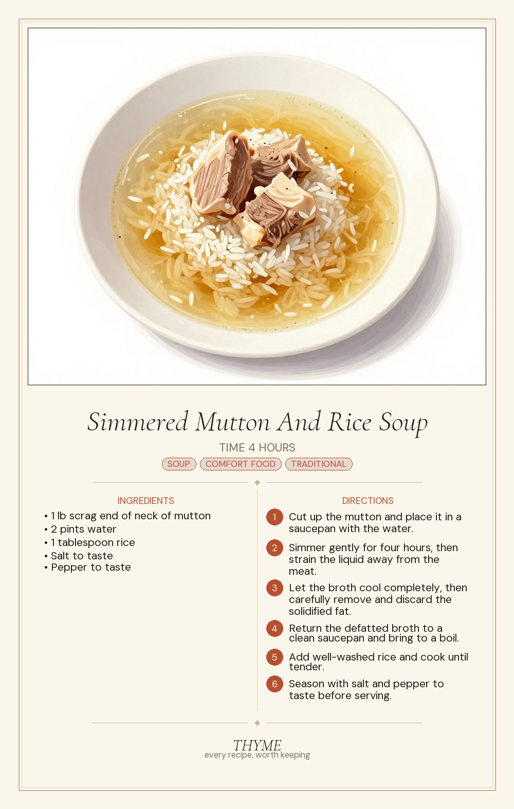 Simmered Mutton And Rice Soup