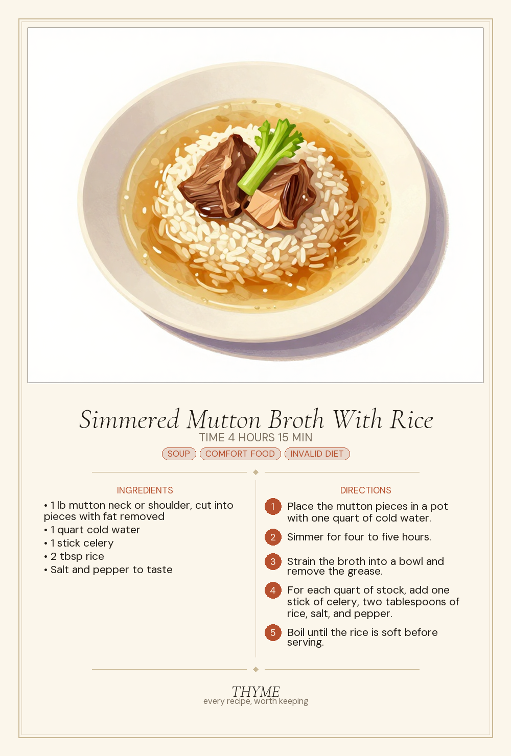 Simmered Mutton Broth With Rice