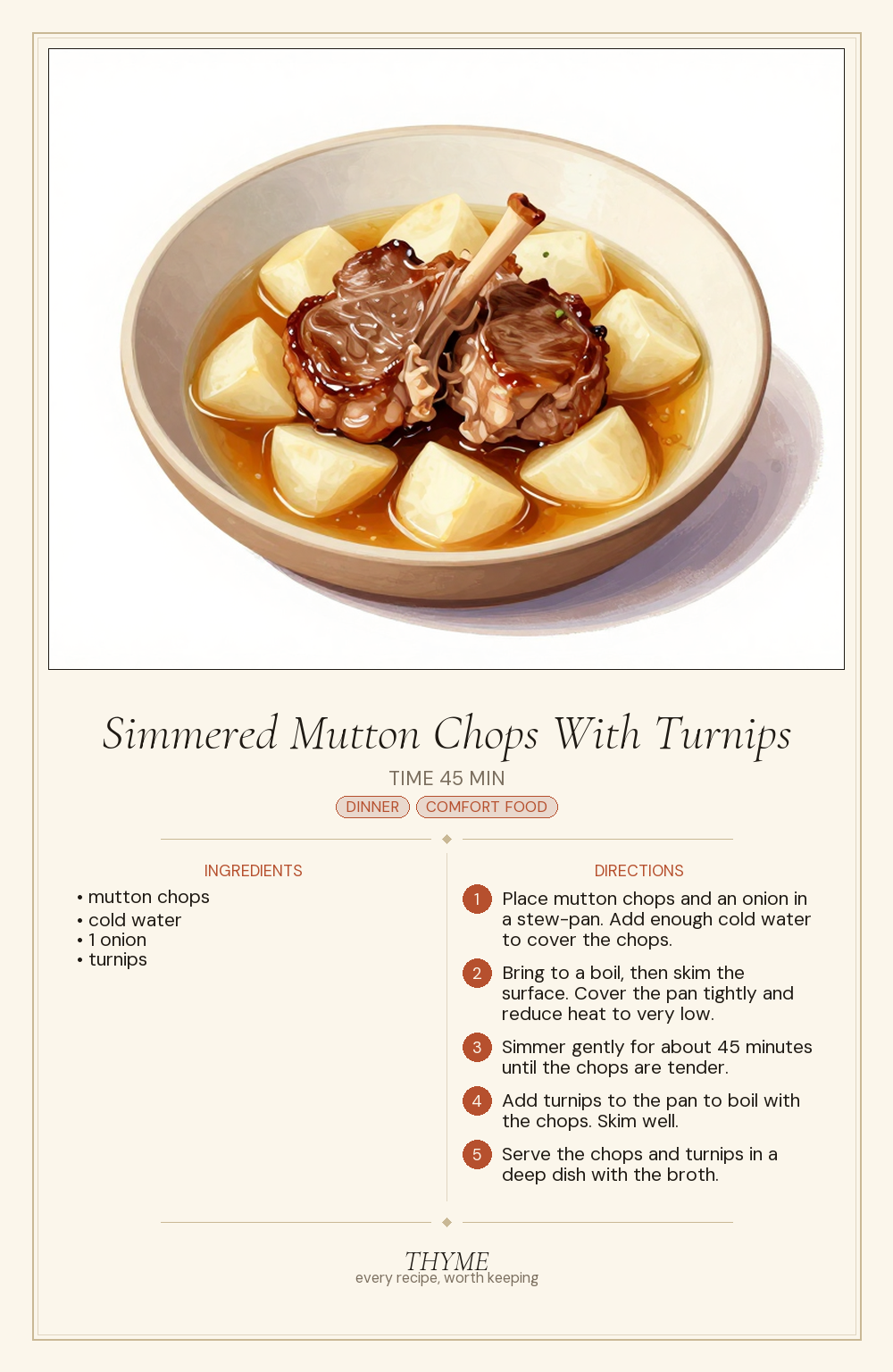 Simmered Mutton Chops With Turnips