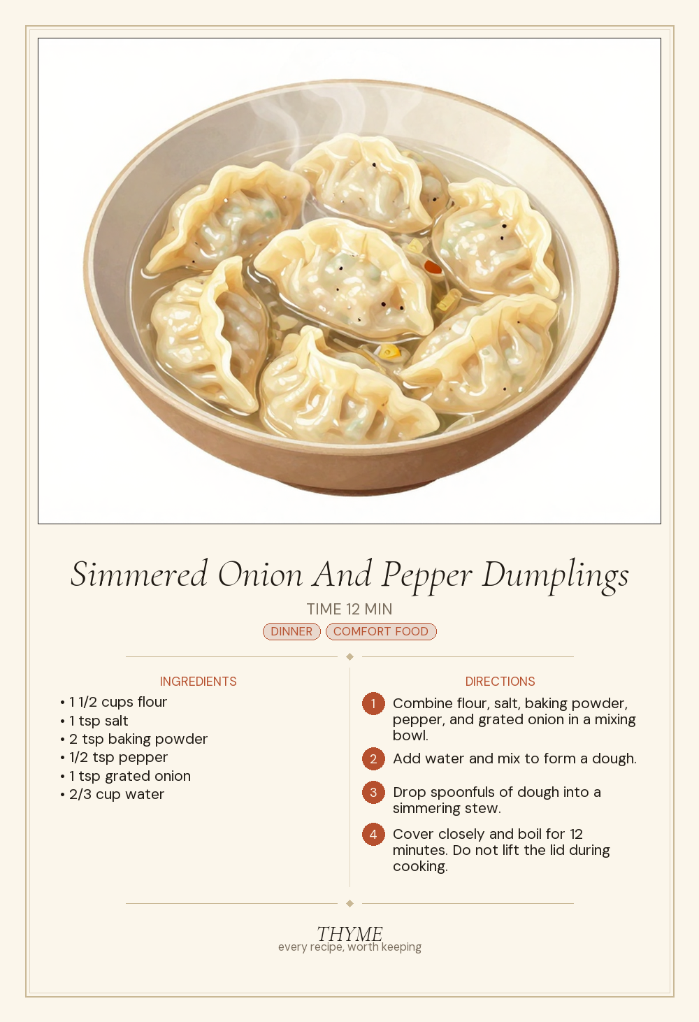 Simmered Onion And Pepper Dumplings