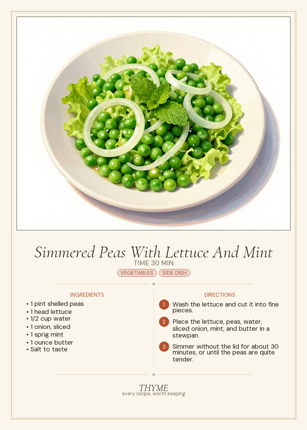 Simmered Peas With Lettuce And Mint