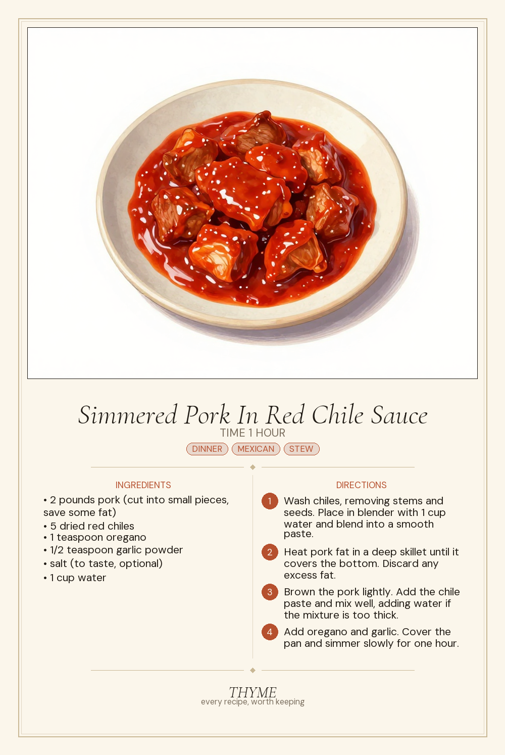 Simmered Pork In Red Chile Sauce