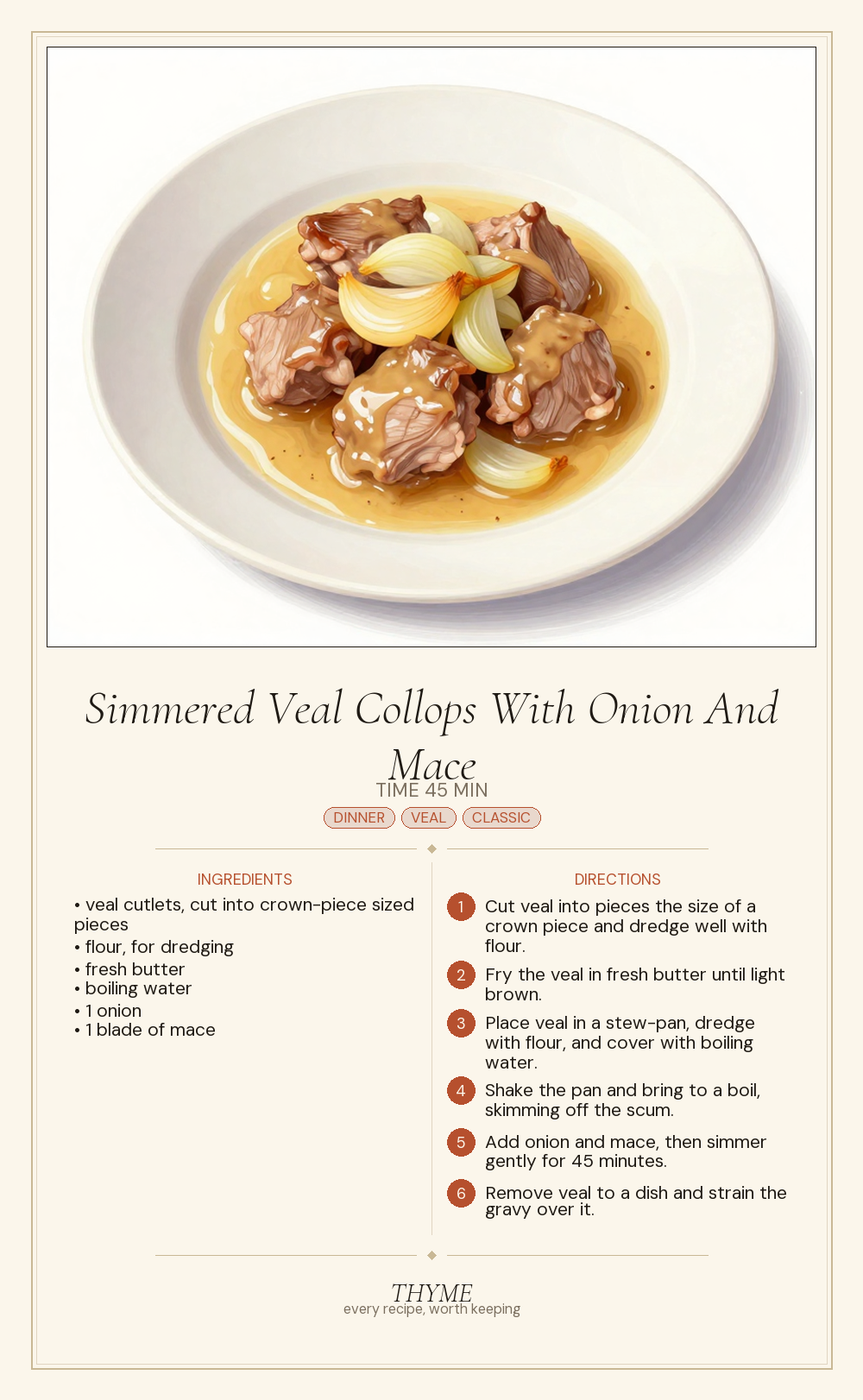 Simmered Veal Collops With Onion And Mace