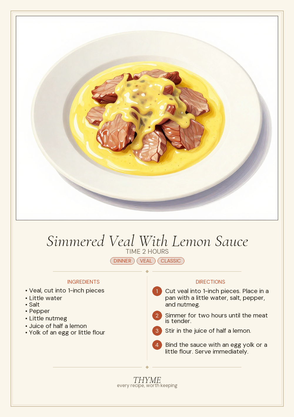 Simmered Veal With Lemon Sauce
