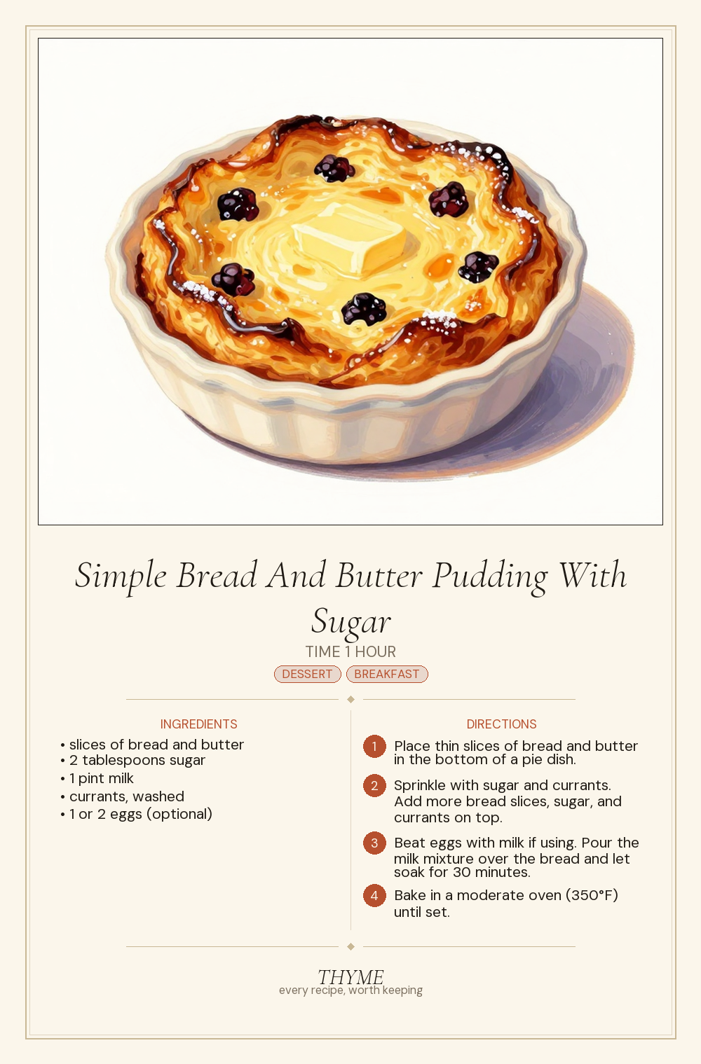 Simple Bread And Butter Pudding With Sugar