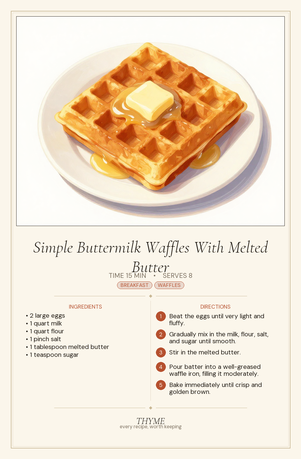 Simple Buttermilk Waffles With Melted Butter
