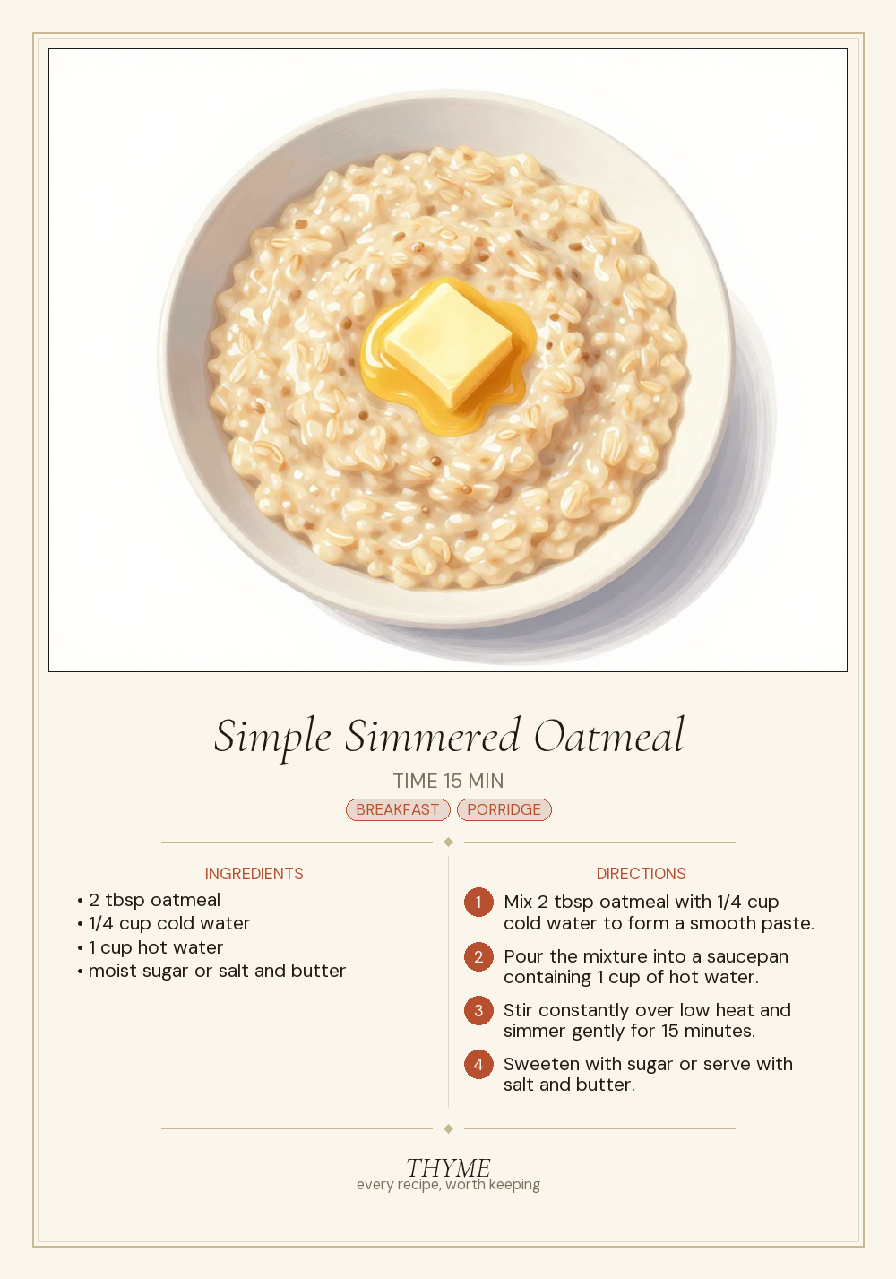 Simple Simmered Oatmeal