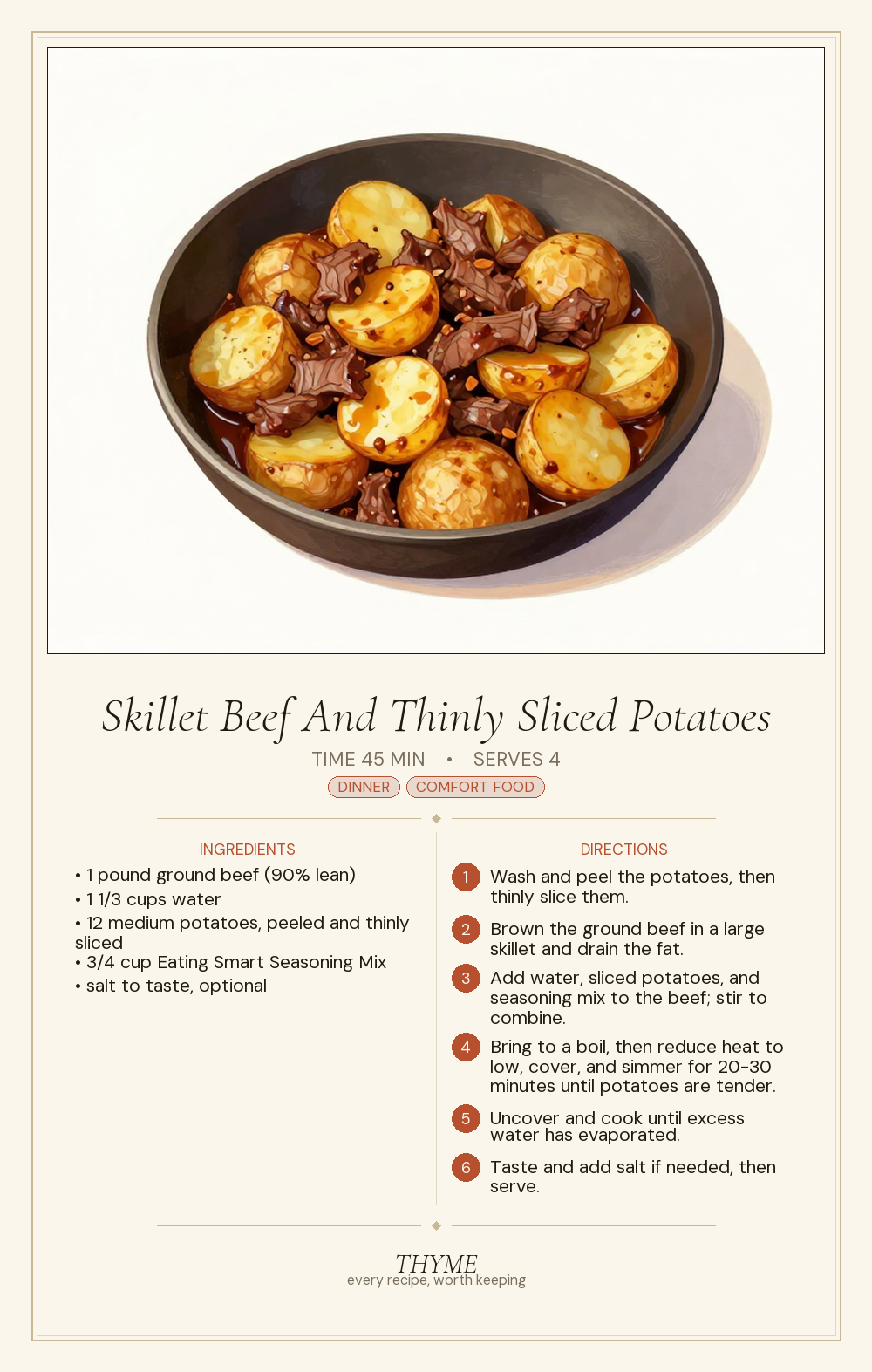 Skillet Beef And Thinly Sliced Potatoes