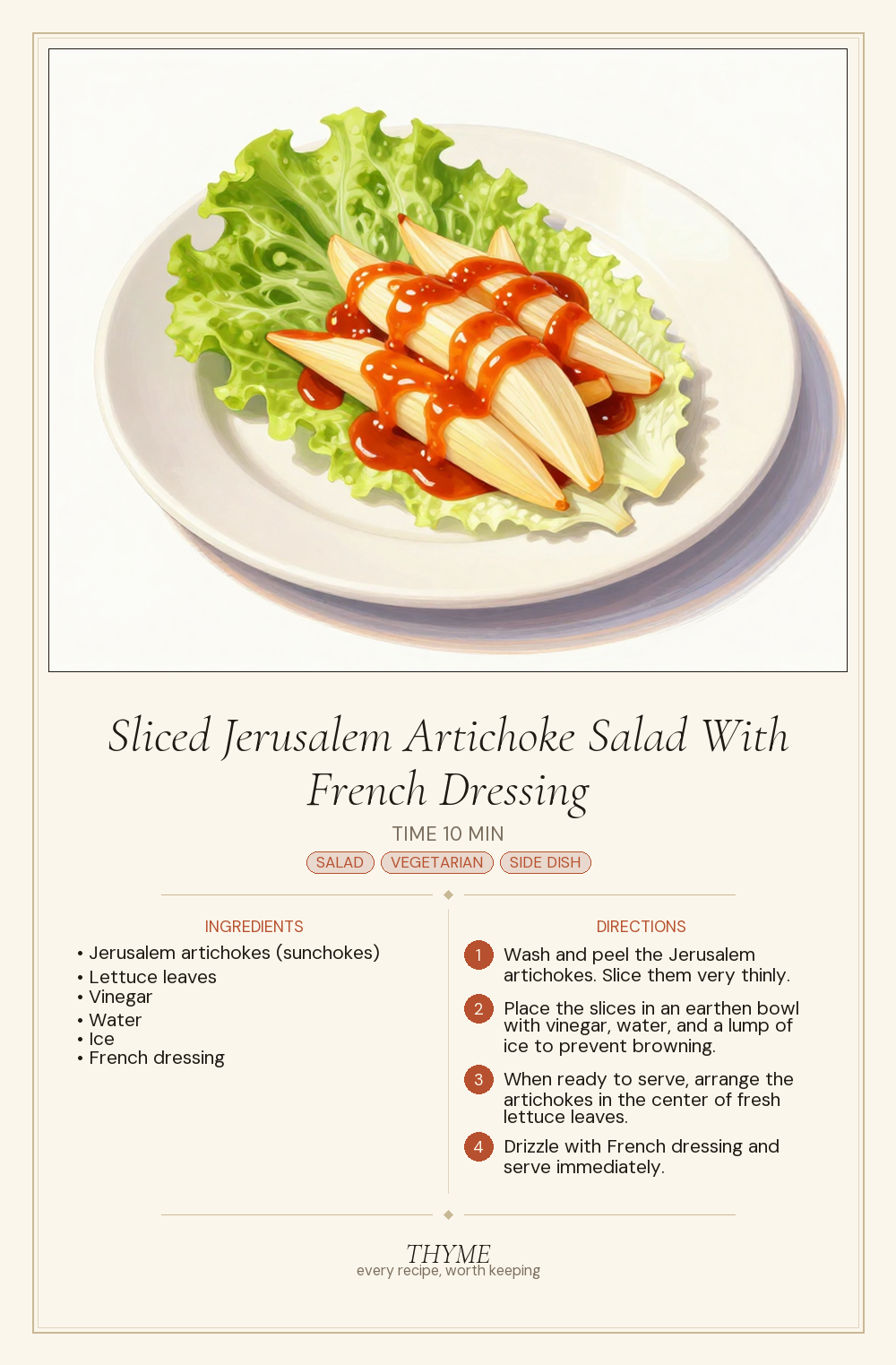 Sliced Jerusalem Artichoke Salad With French Dressing