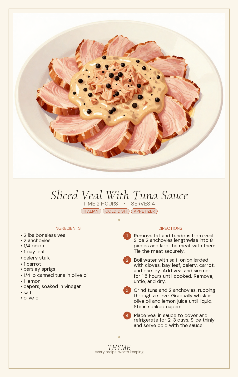 Sliced Veal With Tuna Sauce
