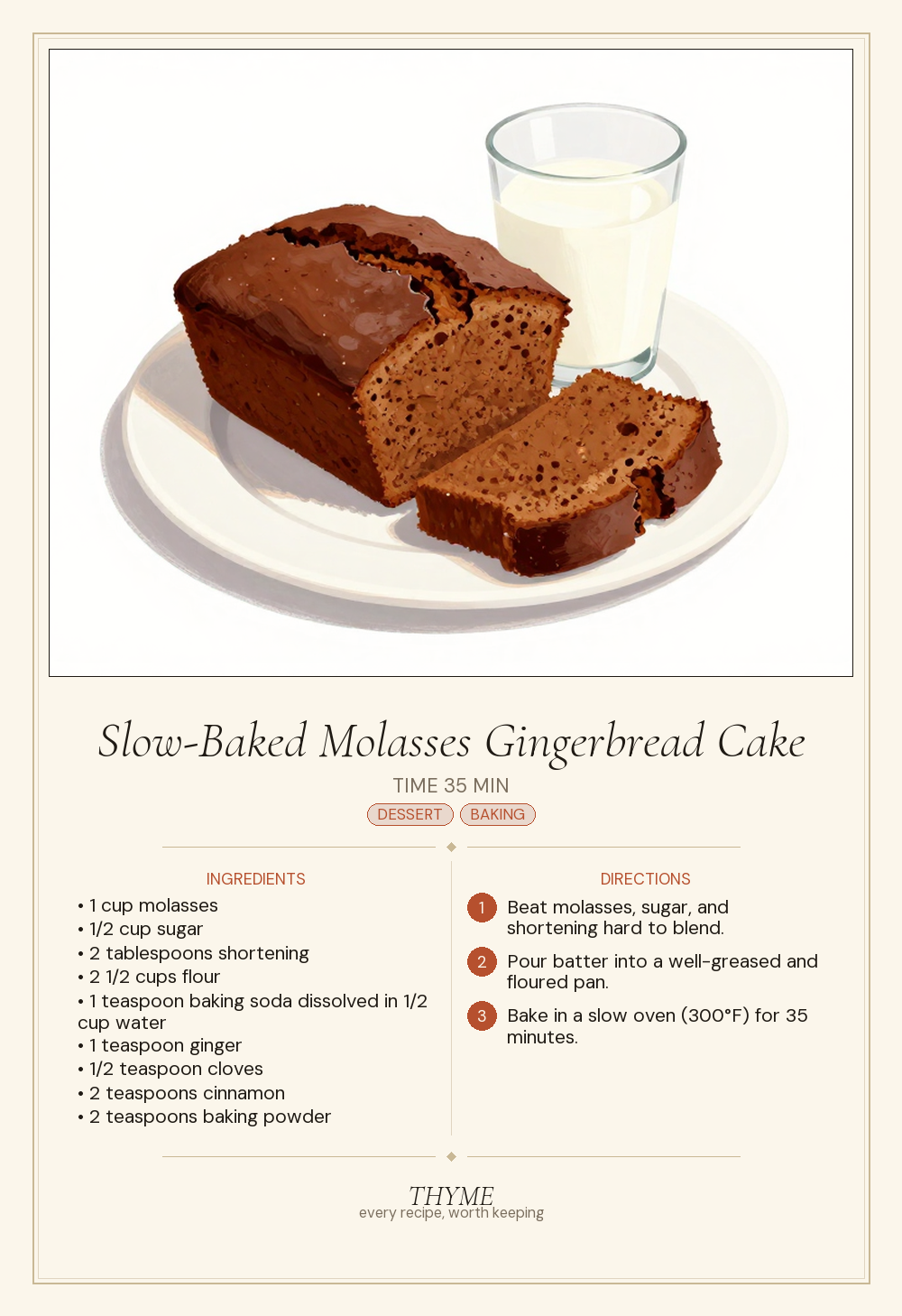 Slow-Baked Molasses Gingerbread Cake
