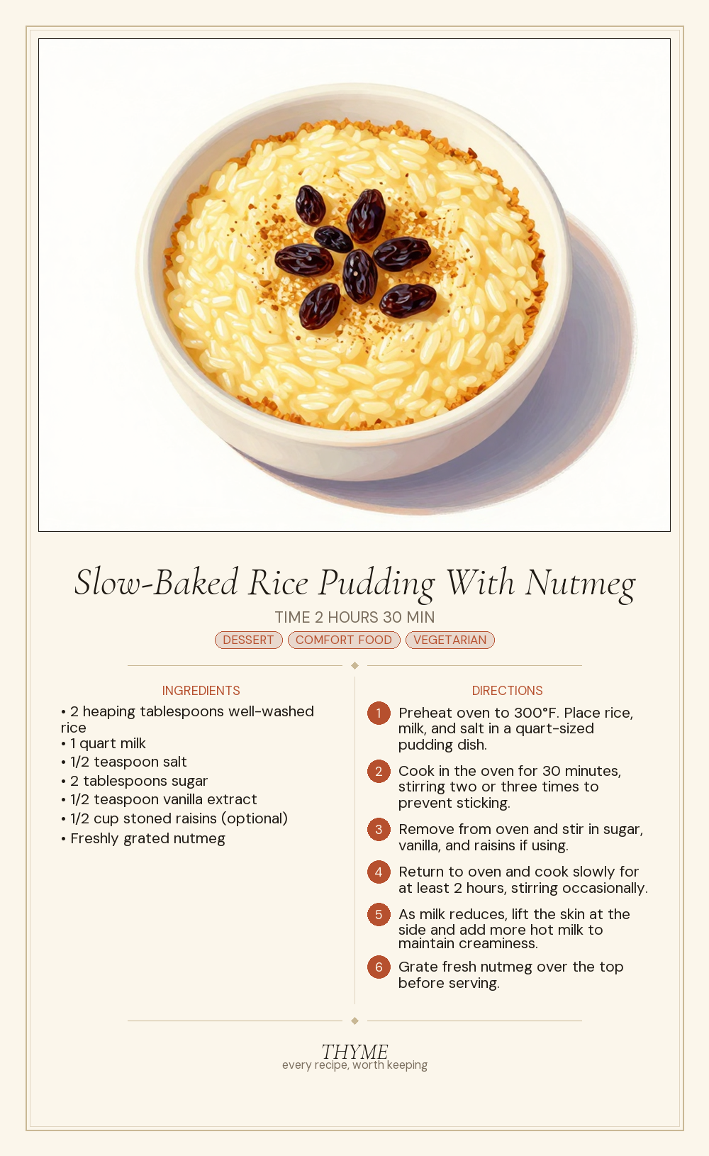 Slow-Baked Rice Pudding With Nutmeg
