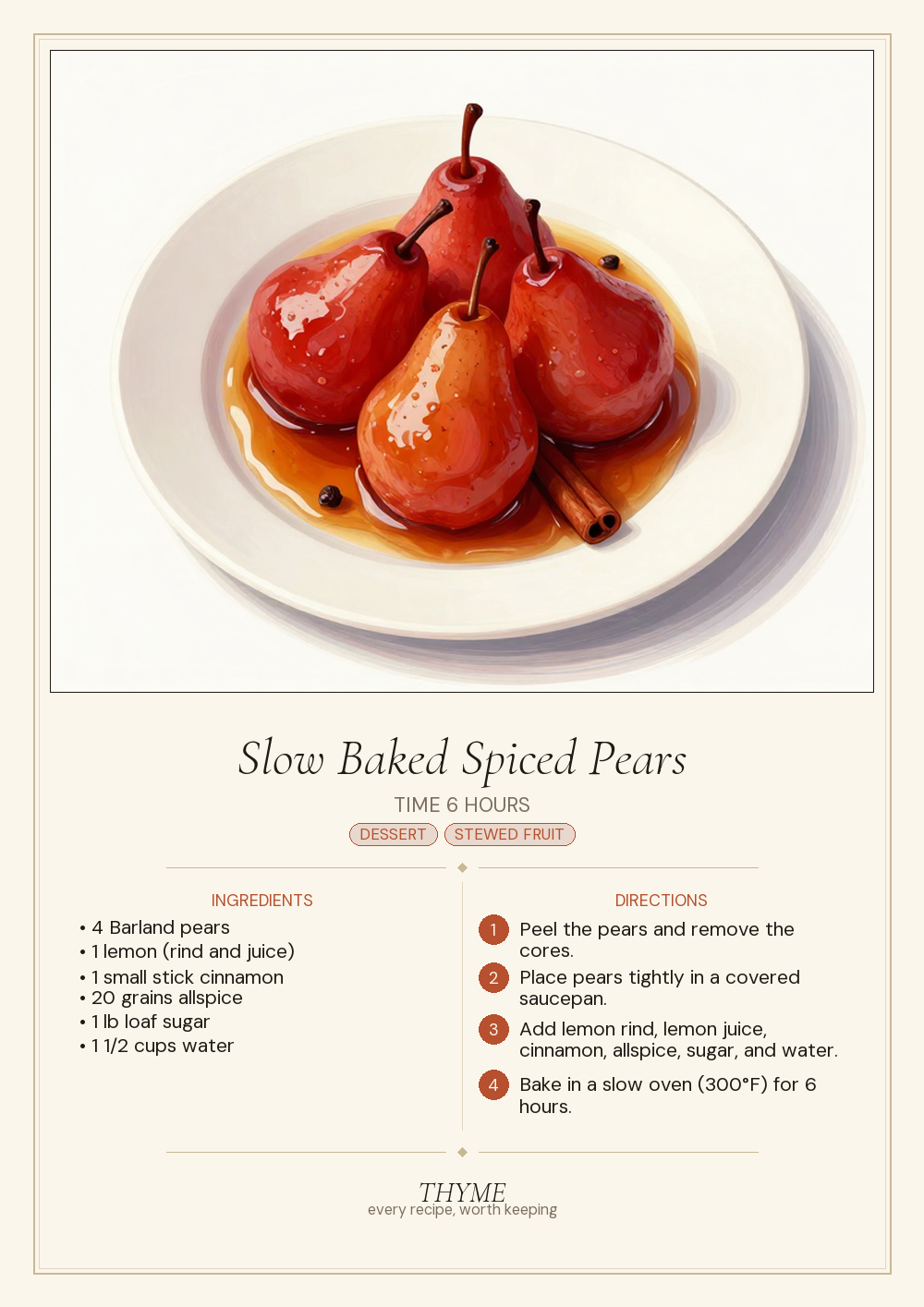 Slow Baked Spiced Pears