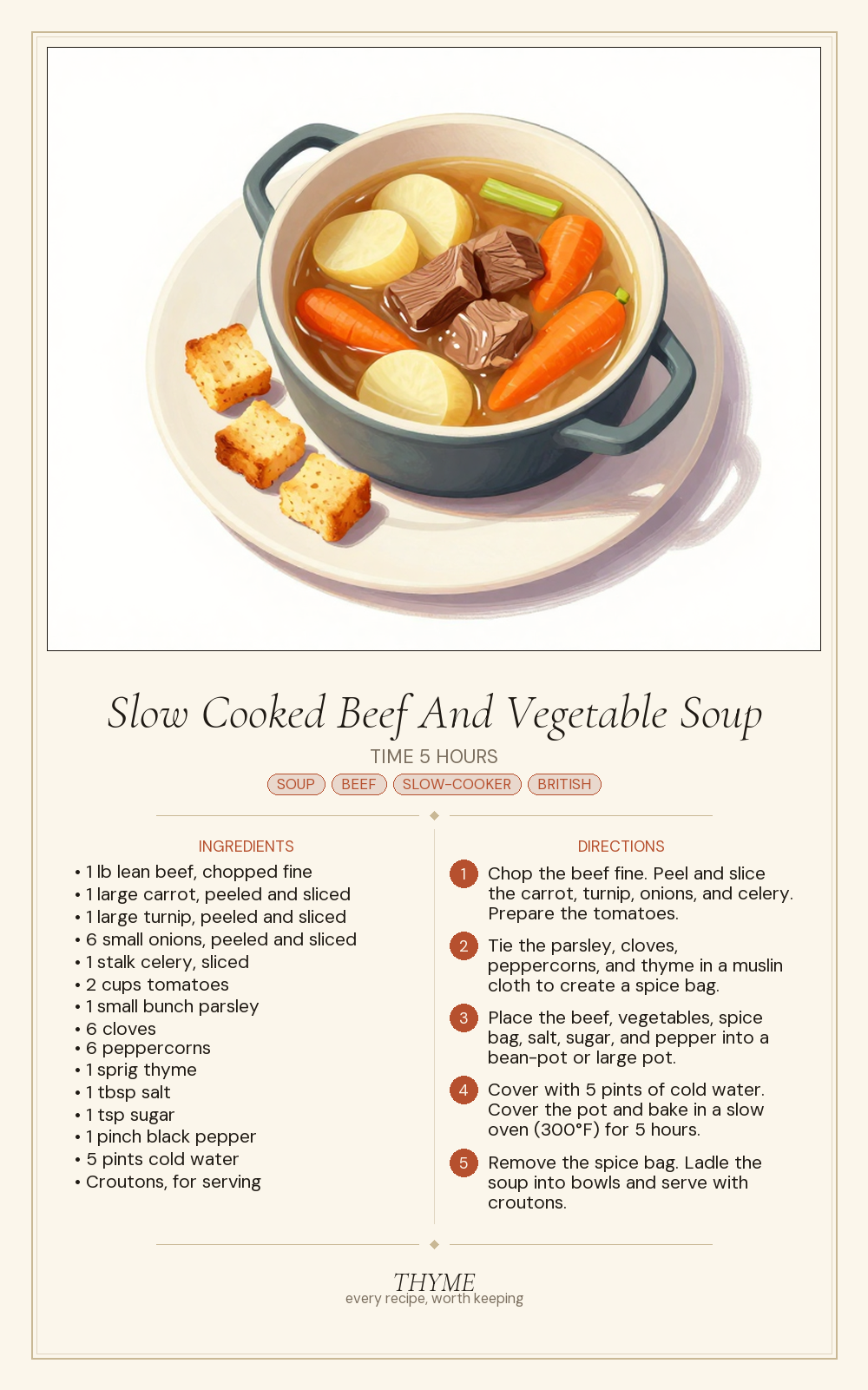Slow Cooked Beef And Vegetable Soup