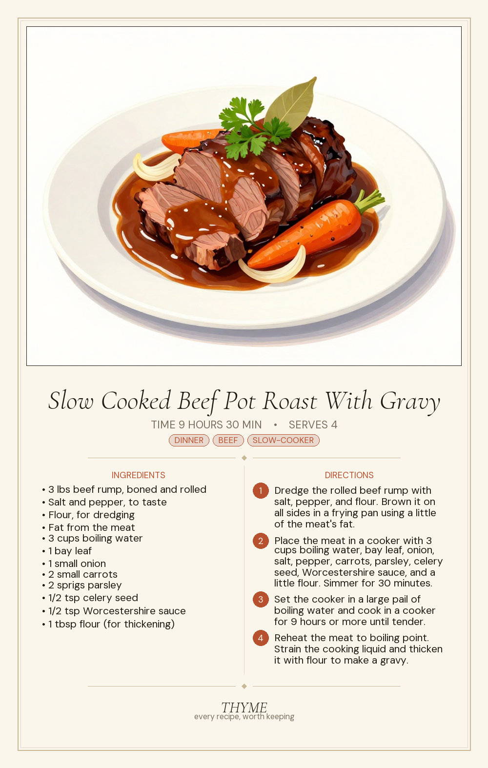Slow Cooked Beef Pot Roast With Gravy