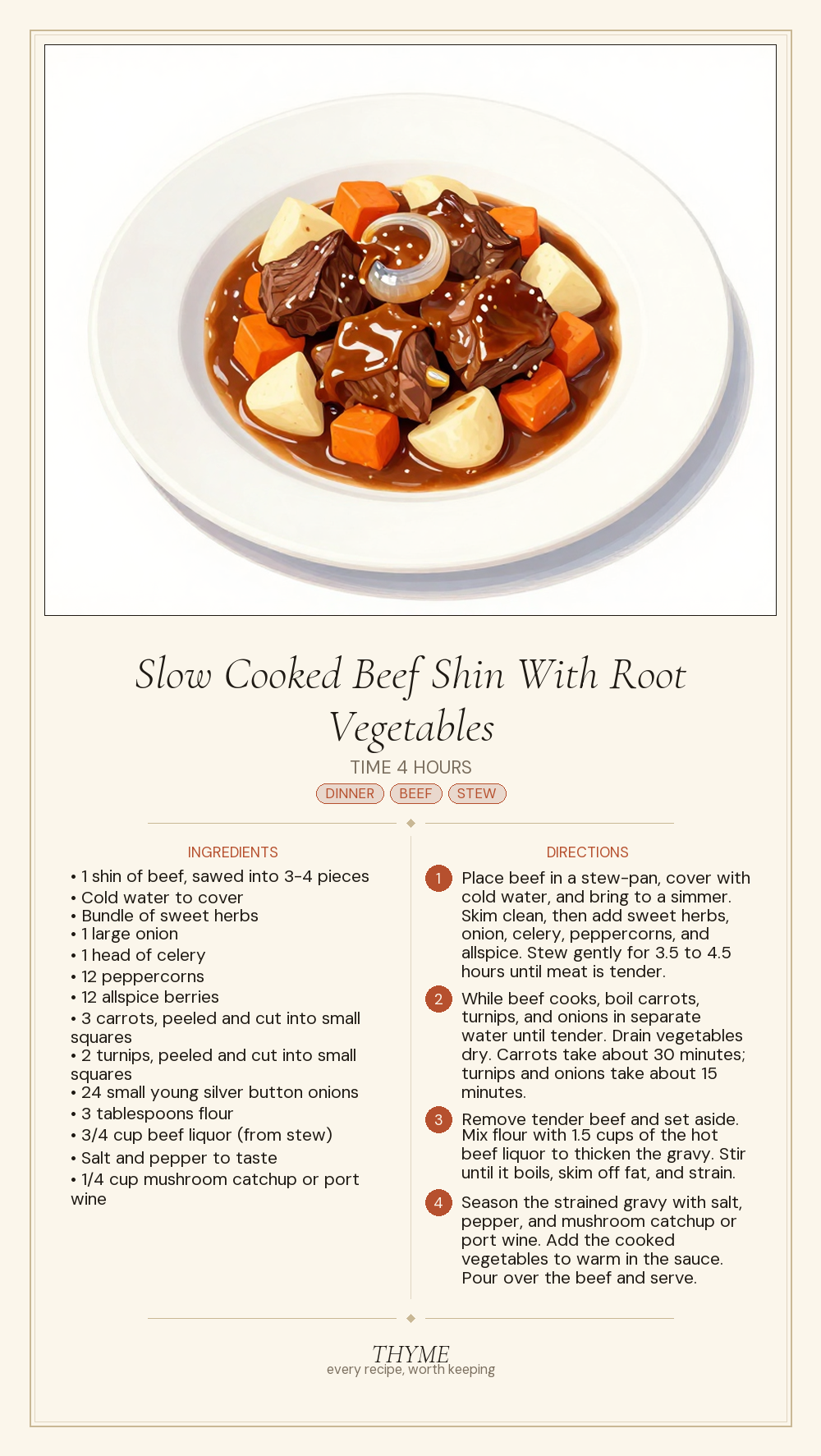 Slow Cooked Beef Shin With Root Vegetables