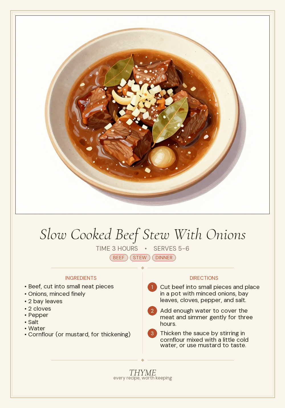 Slow Cooked Beef Stew With Onions