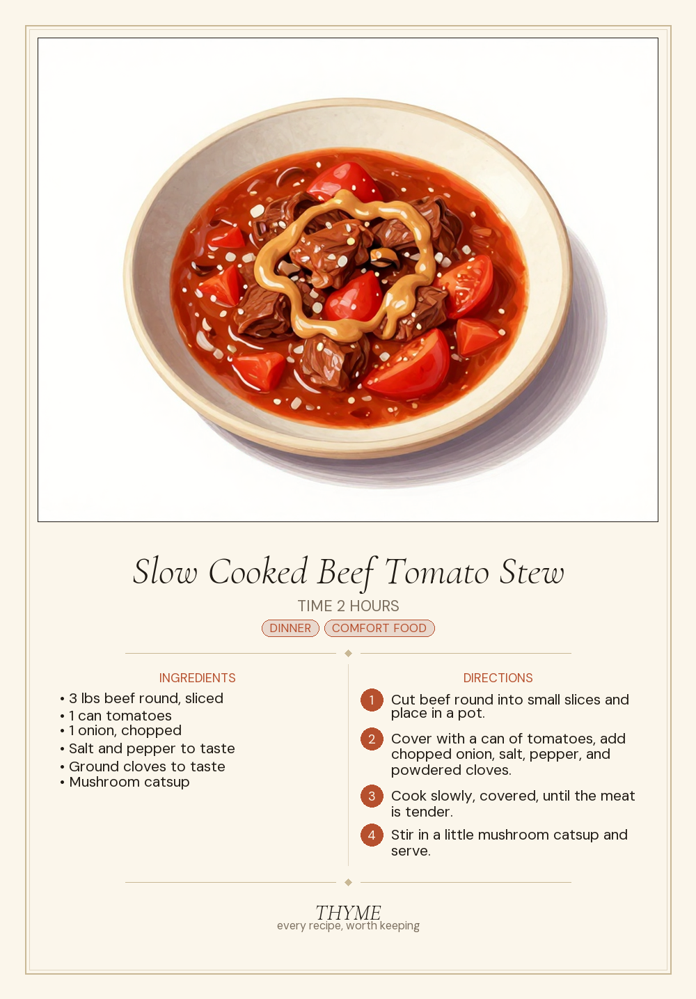Slow Cooked Beef Tomato Stew