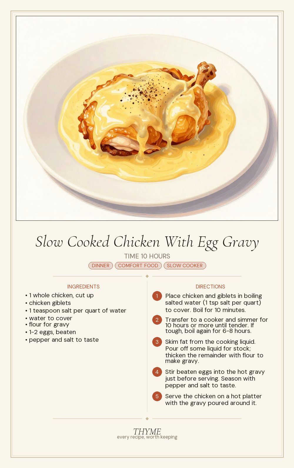 Slow Cooked Chicken With Egg Gravy
