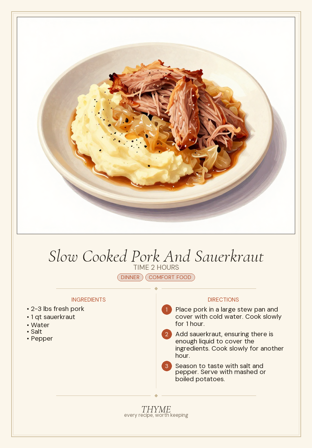 Slow Cooked Pork And Sauerkraut