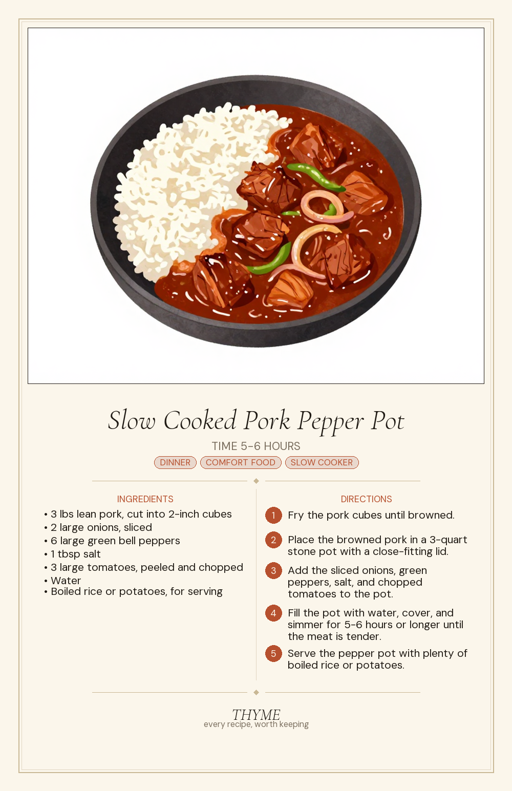 Slow Cooked Pork Pepper Pot