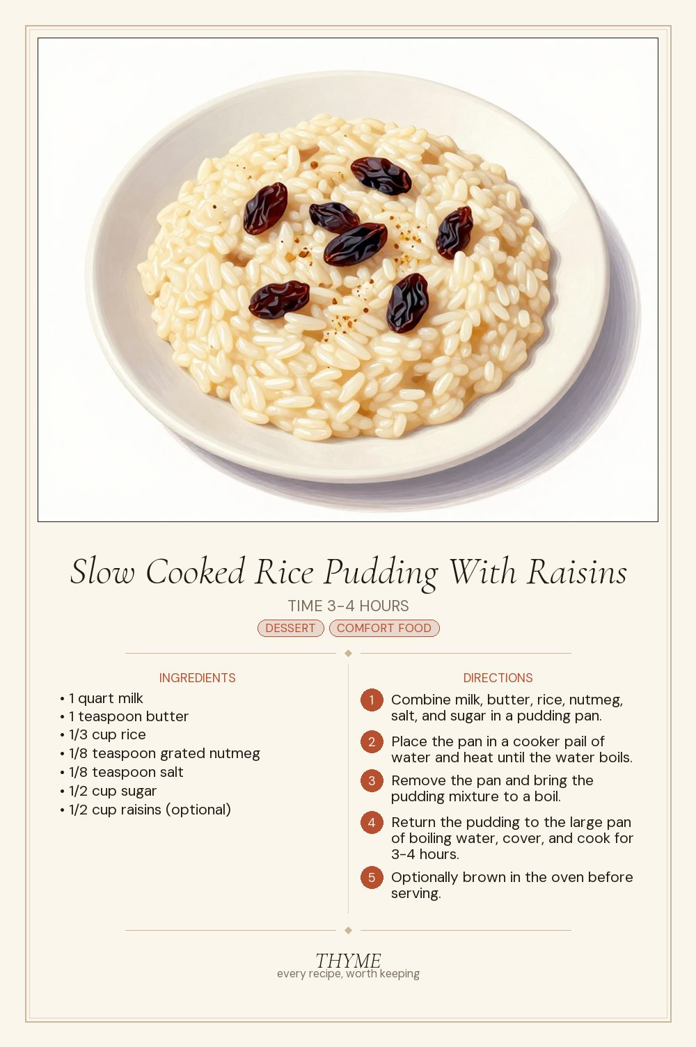 Slow Cooked Rice Pudding With Raisins