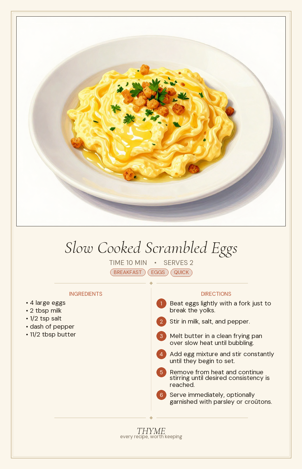 Slow Cooked Scrambled Eggs