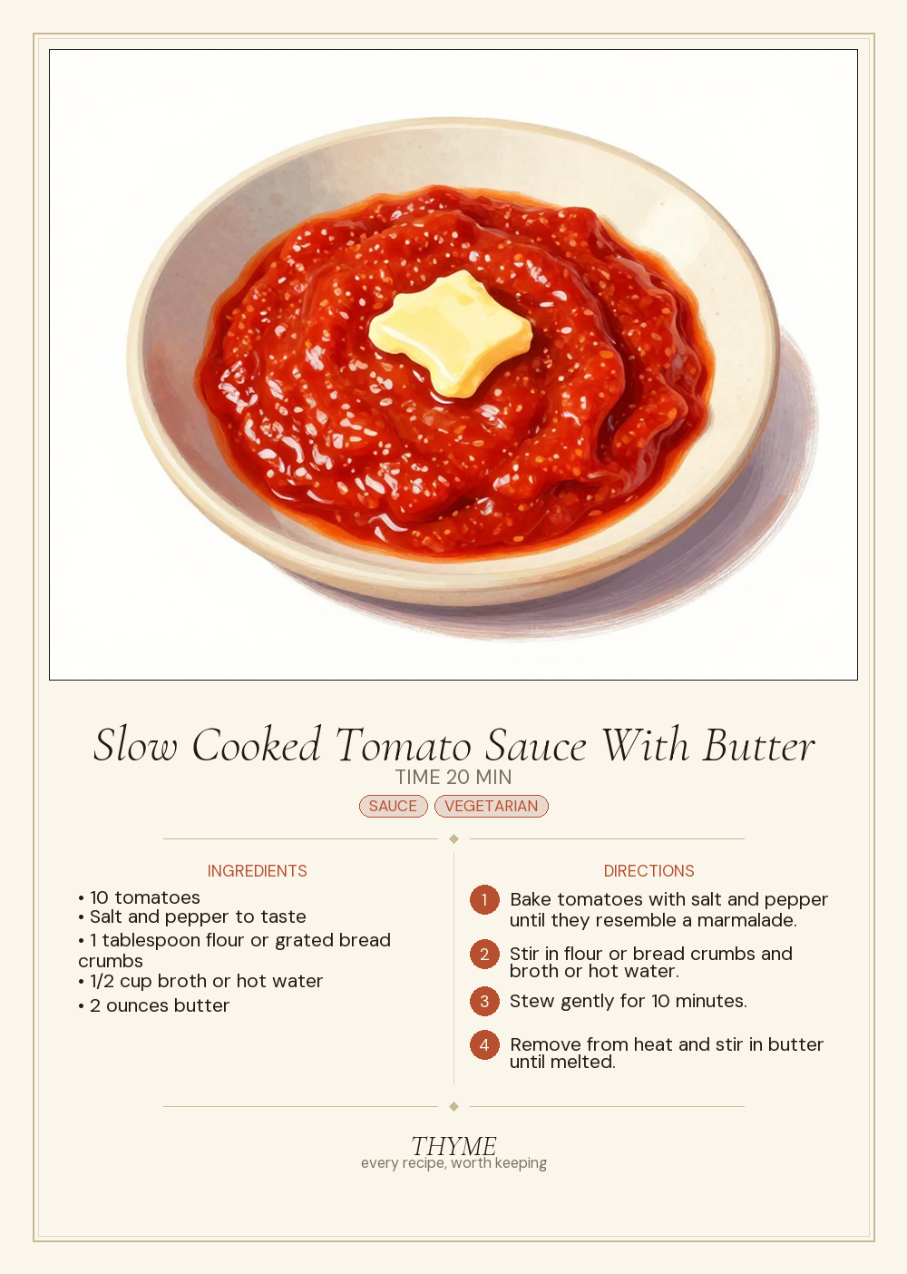 Slow Cooked Tomato Sauce With Butter