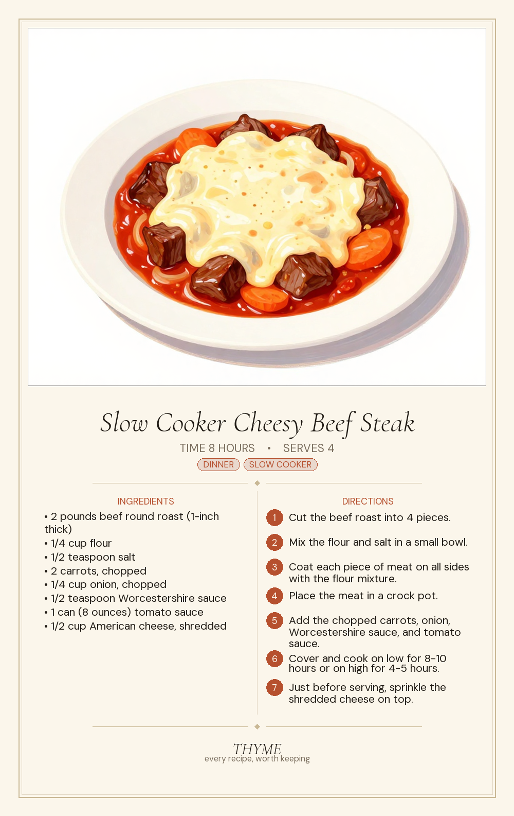 Slow Cooker Cheesy Beef Steak
