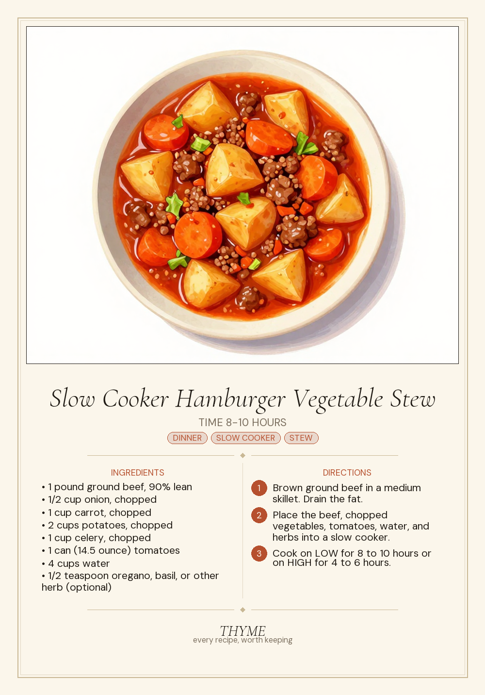 Slow Cooker Hamburger Vegetable Stew