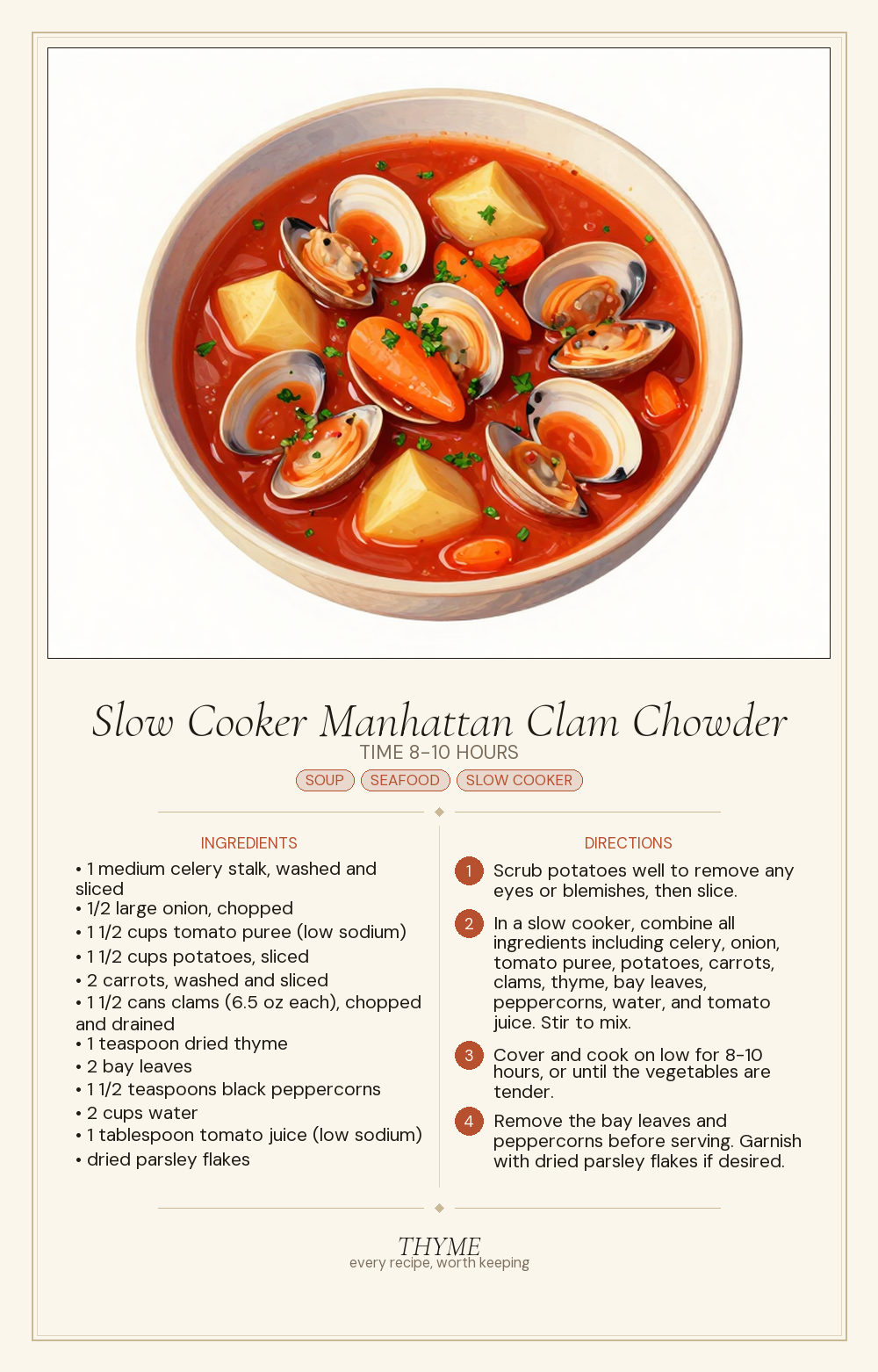 Slow Cooker Manhattan Clam Chowder