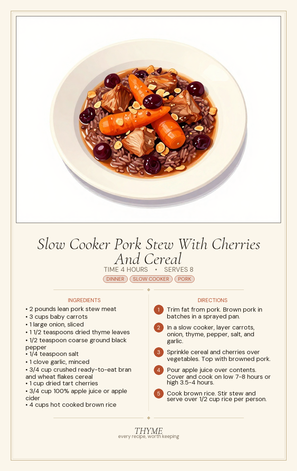 Slow Cooker Pork Stew With Cherries And Cereal