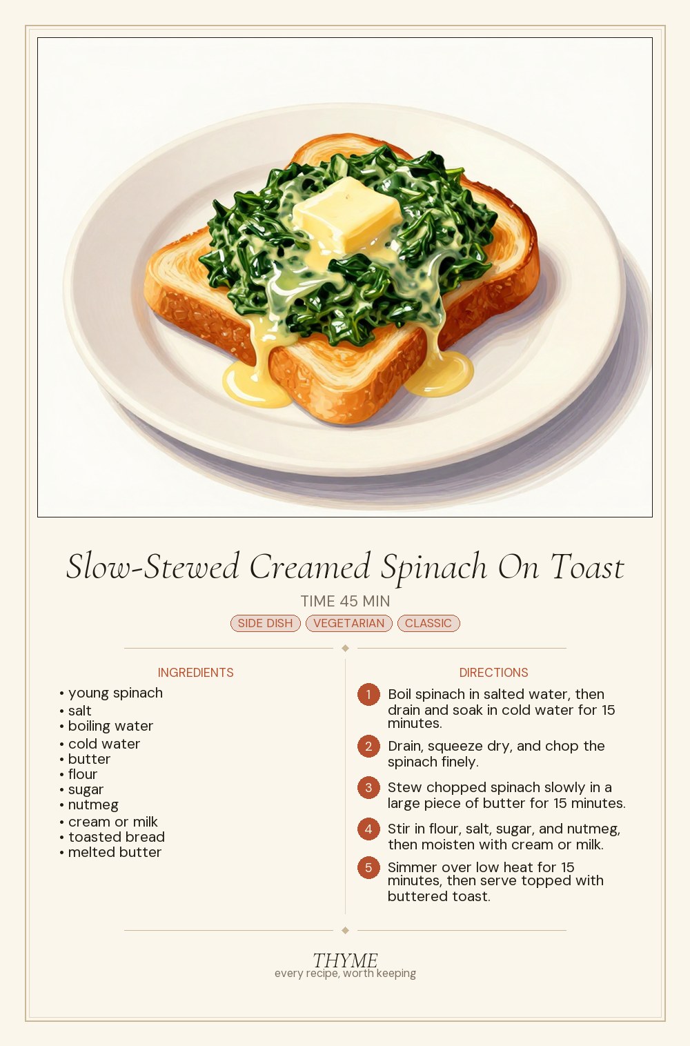 Slow-Stewed Creamed Spinach On Toast
