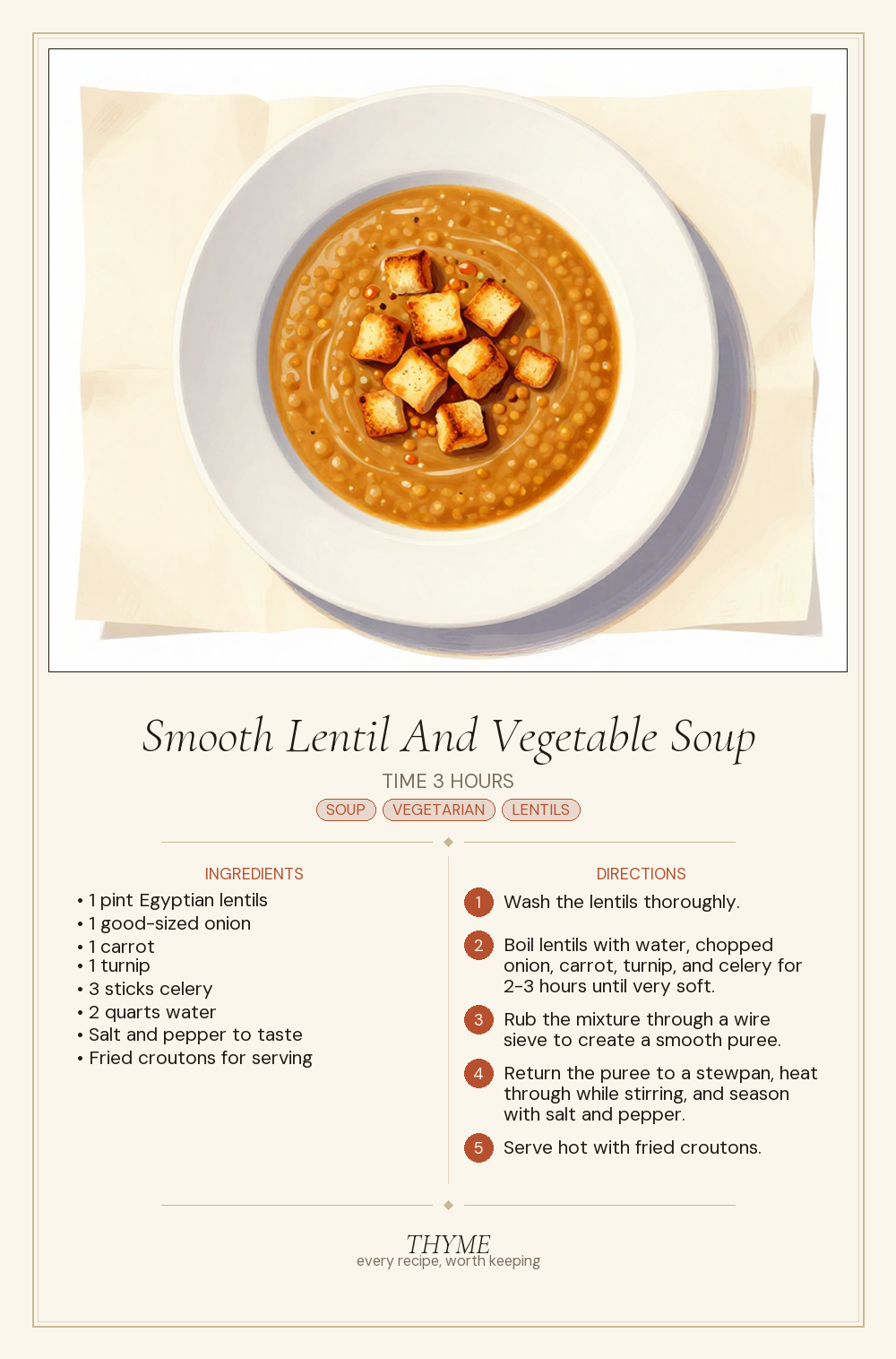 Smooth Lentil And Vegetable Soup
