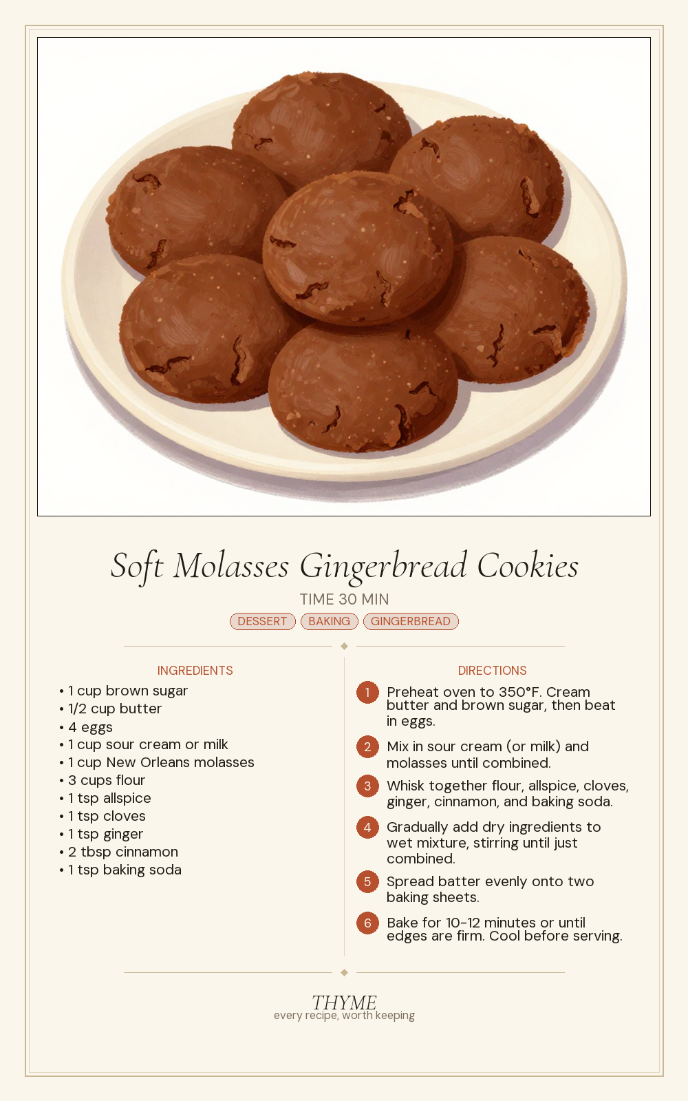 Soft Molasses Gingerbread Cookies