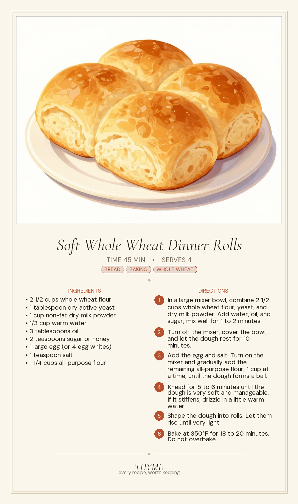 Soft Whole Wheat Dinner Rolls