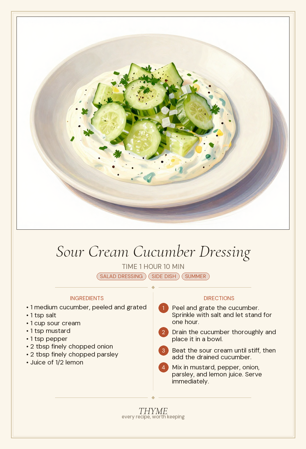 Sour Cream Cucumber Dressing