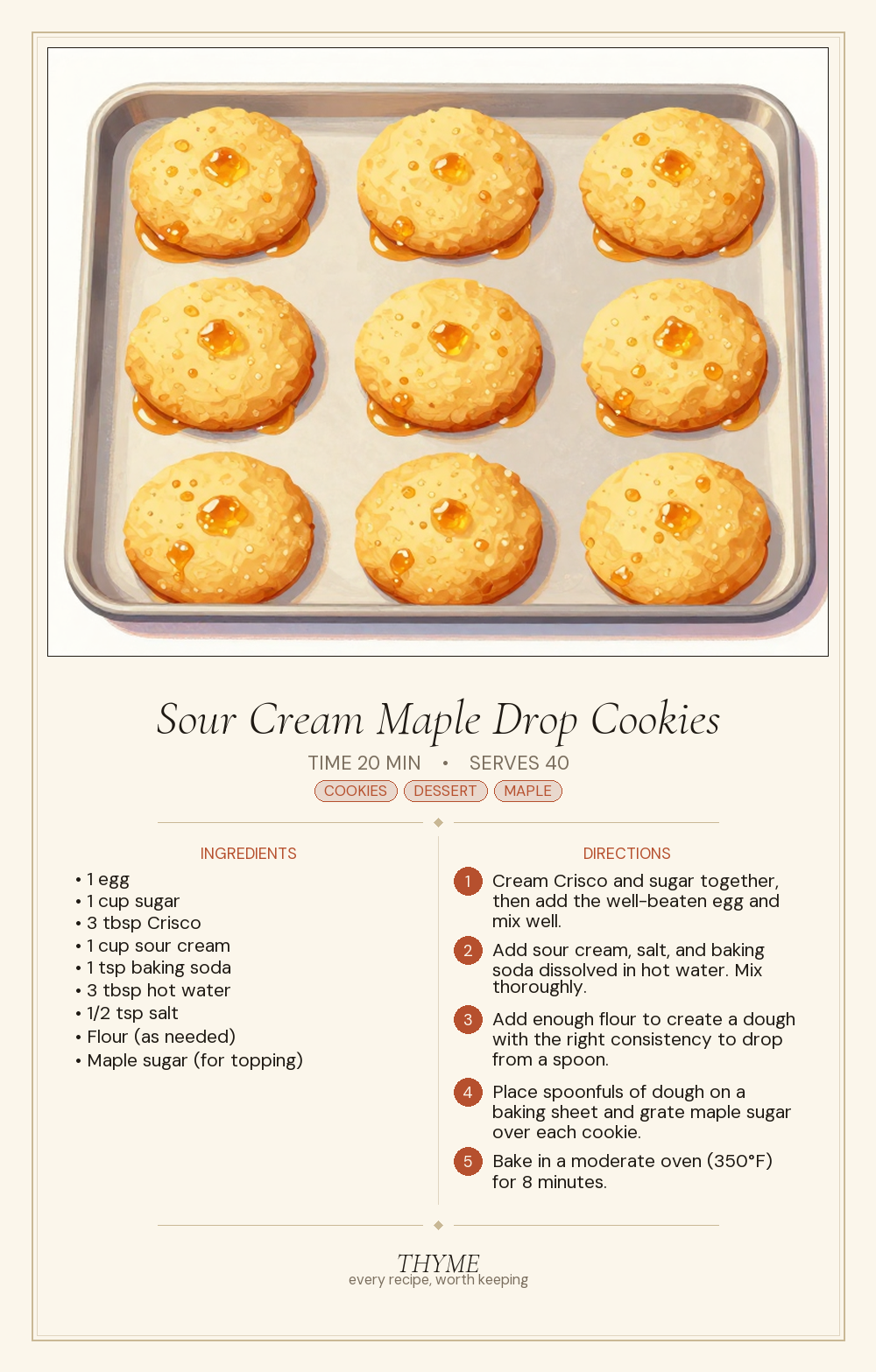 Sour Cream Maple Drop Cookies