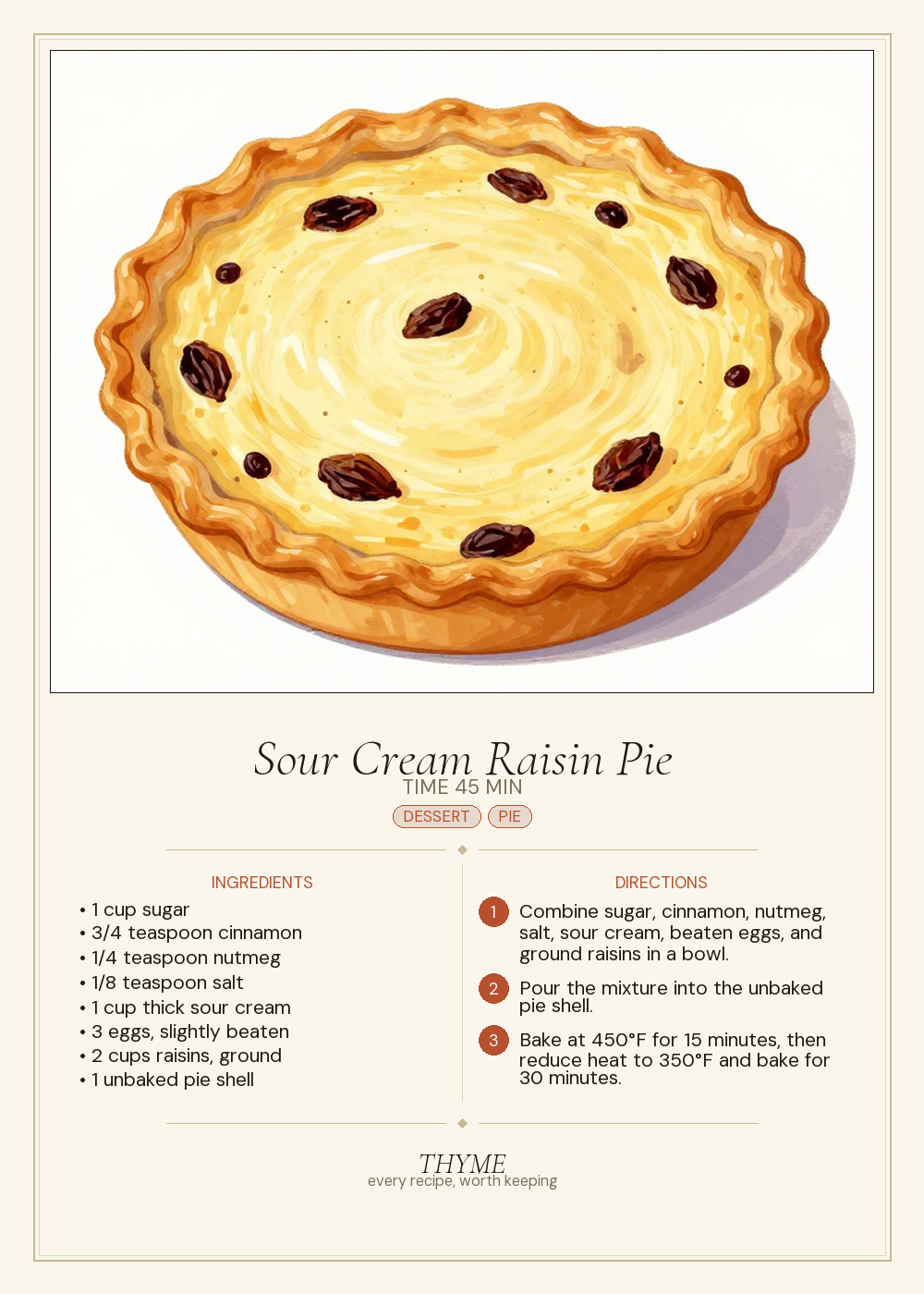 Sour Cream Raisin Pie
