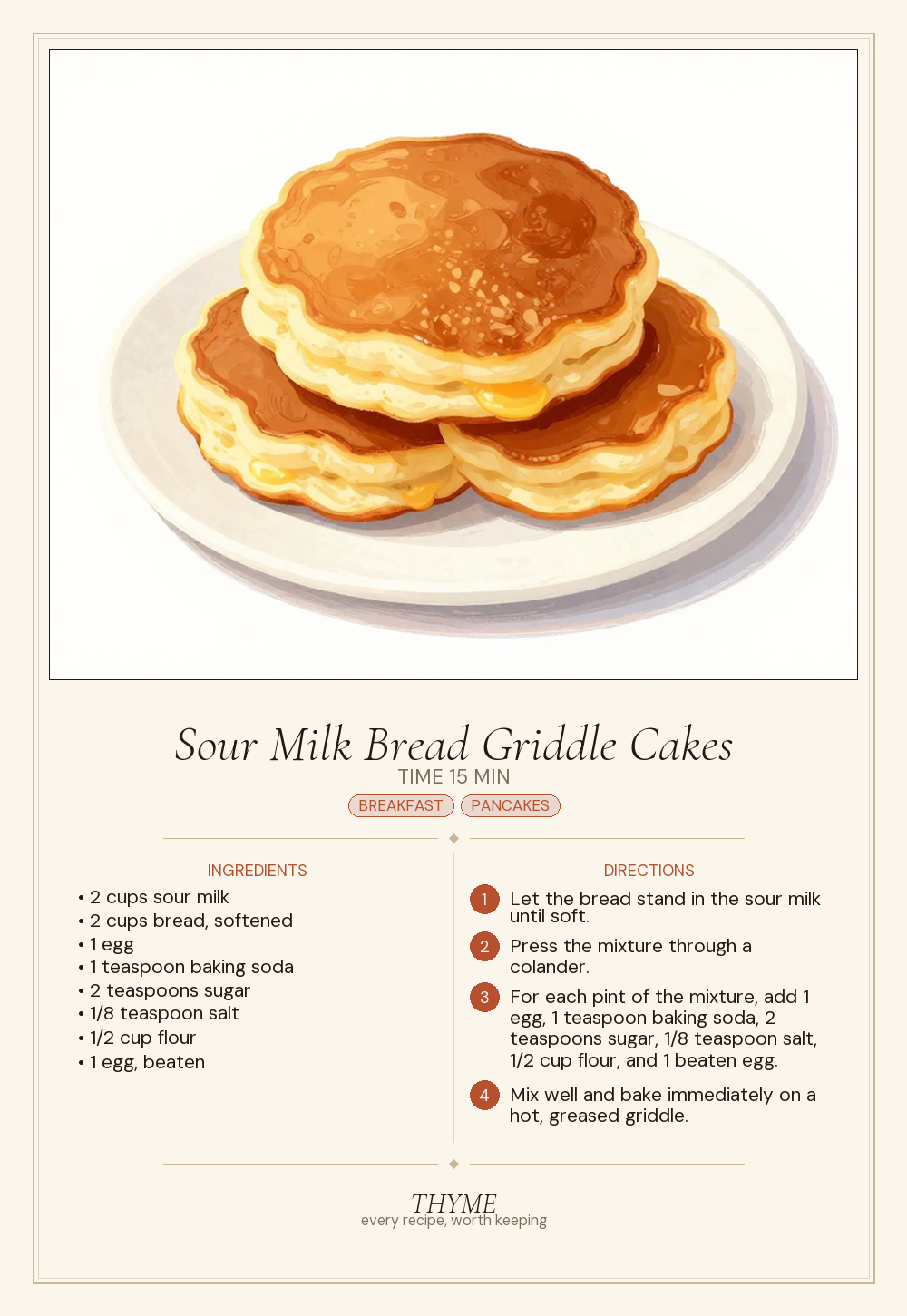 Sour Milk Bread Griddle Cakes